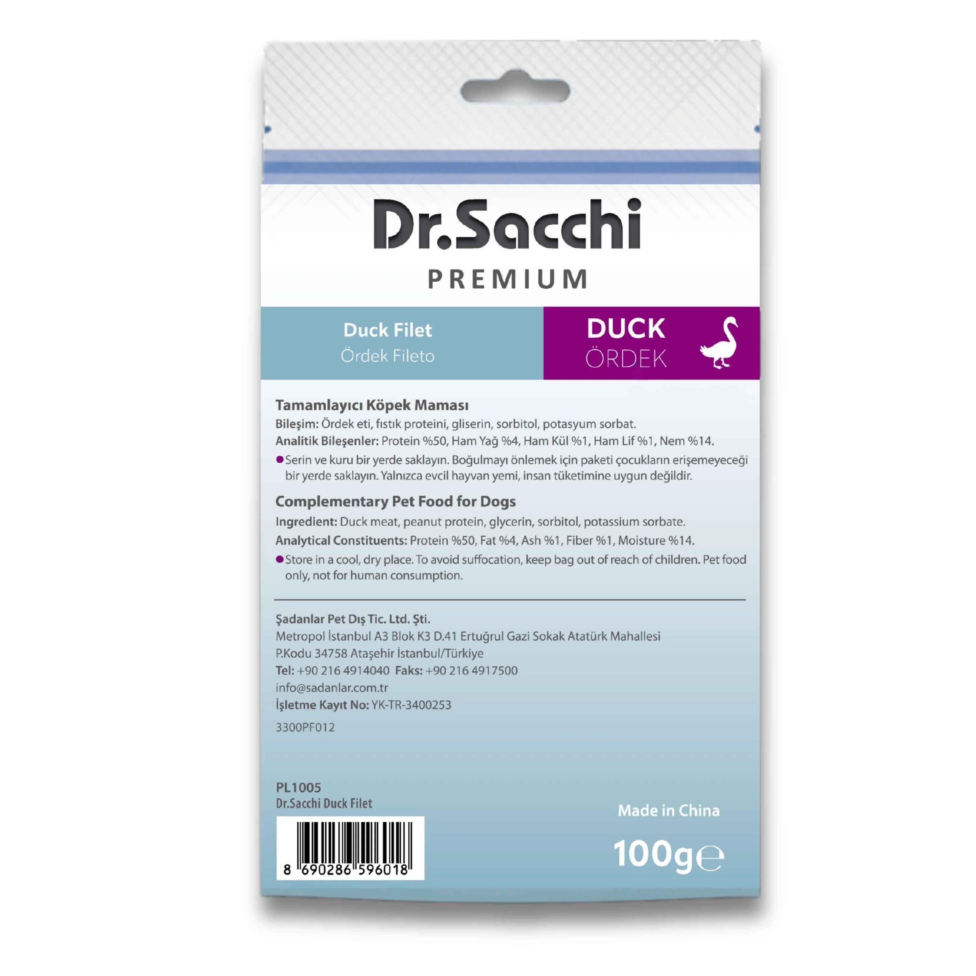 Dr. Sacchi Ördek Fileto Köpek Ödülü 100 g