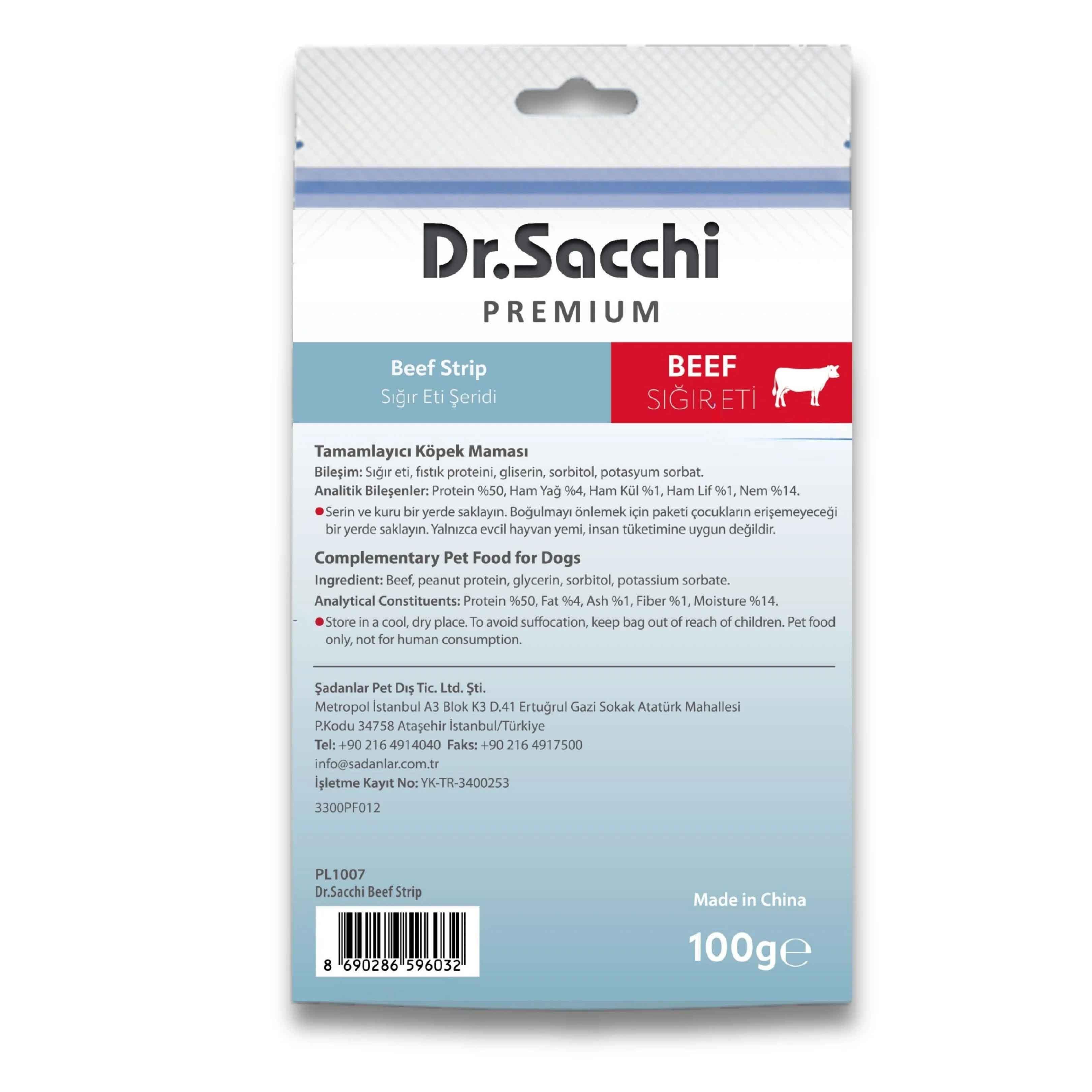 Dr. Sacchi Sığır Eti Şerit Köpek Ödülü 100 g