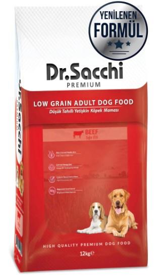Dr.Sacchi Premium Düşük Tahıllı Sığır Etli Yetişkin Köpek Maması 12 kg