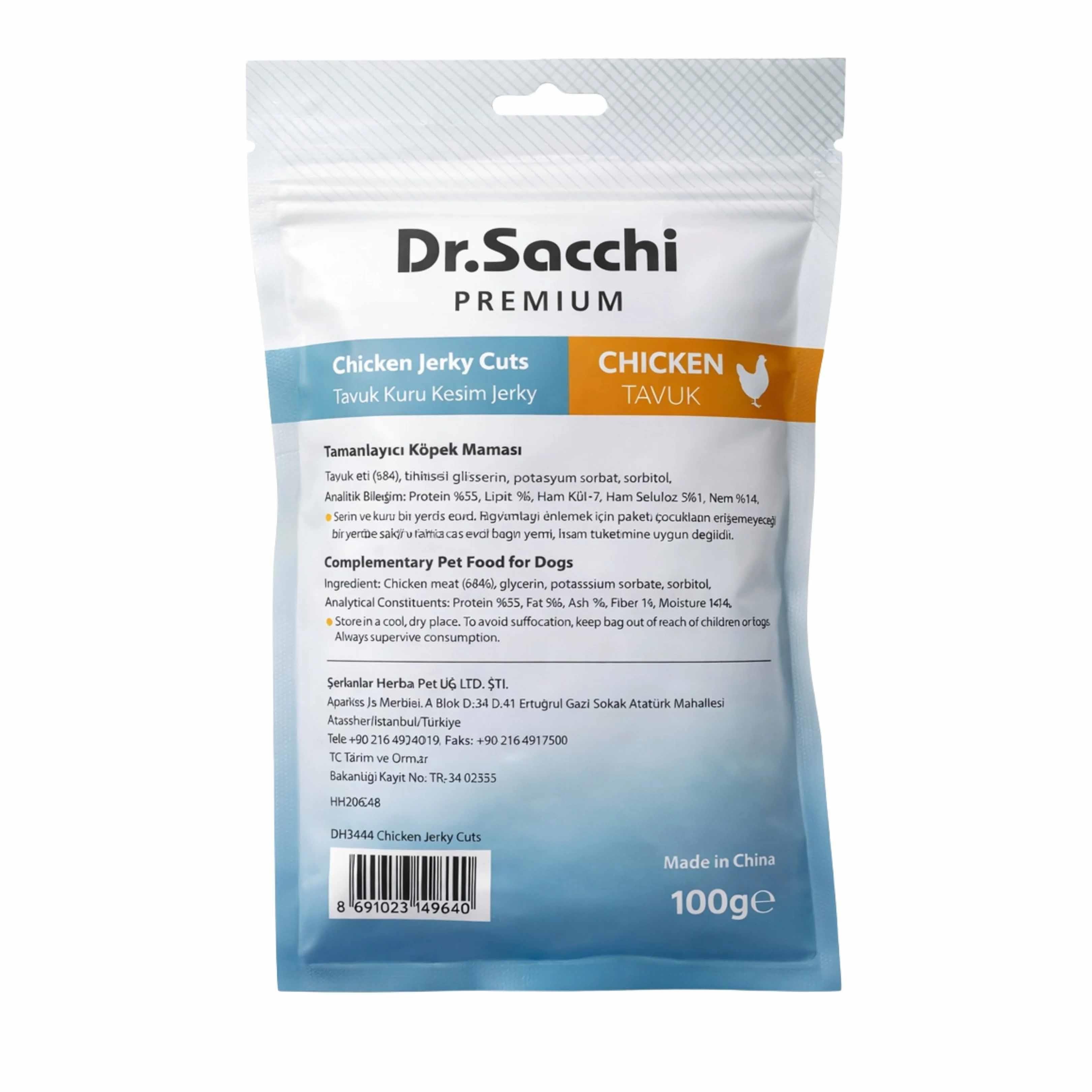 Dr. Sacchi Jerky Kuru Kesim Tavuklu Köpek Ödülü 100 g