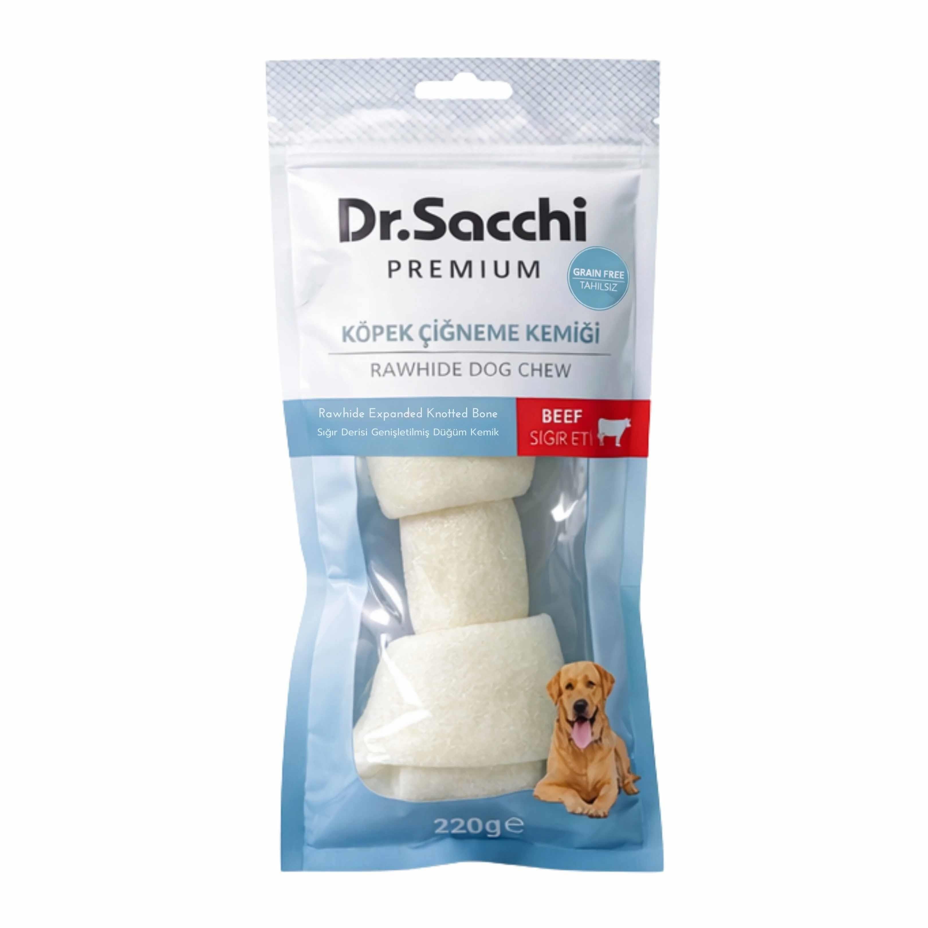 Dr. Sacchi Sığır Derisi Sütlü Düğüm Kemik Köpek Ödülü 220 g