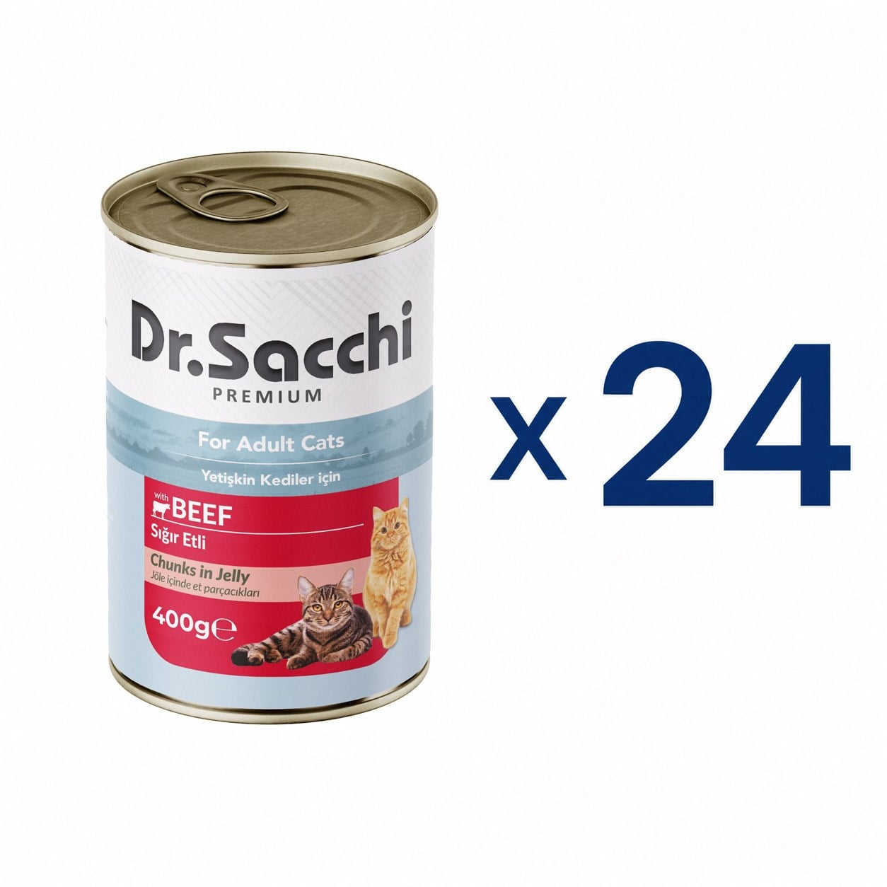 Dr. Sacchi Delicious Sığır Etli Yetişkin Kedi Konservesi 400 g (24 Adet)