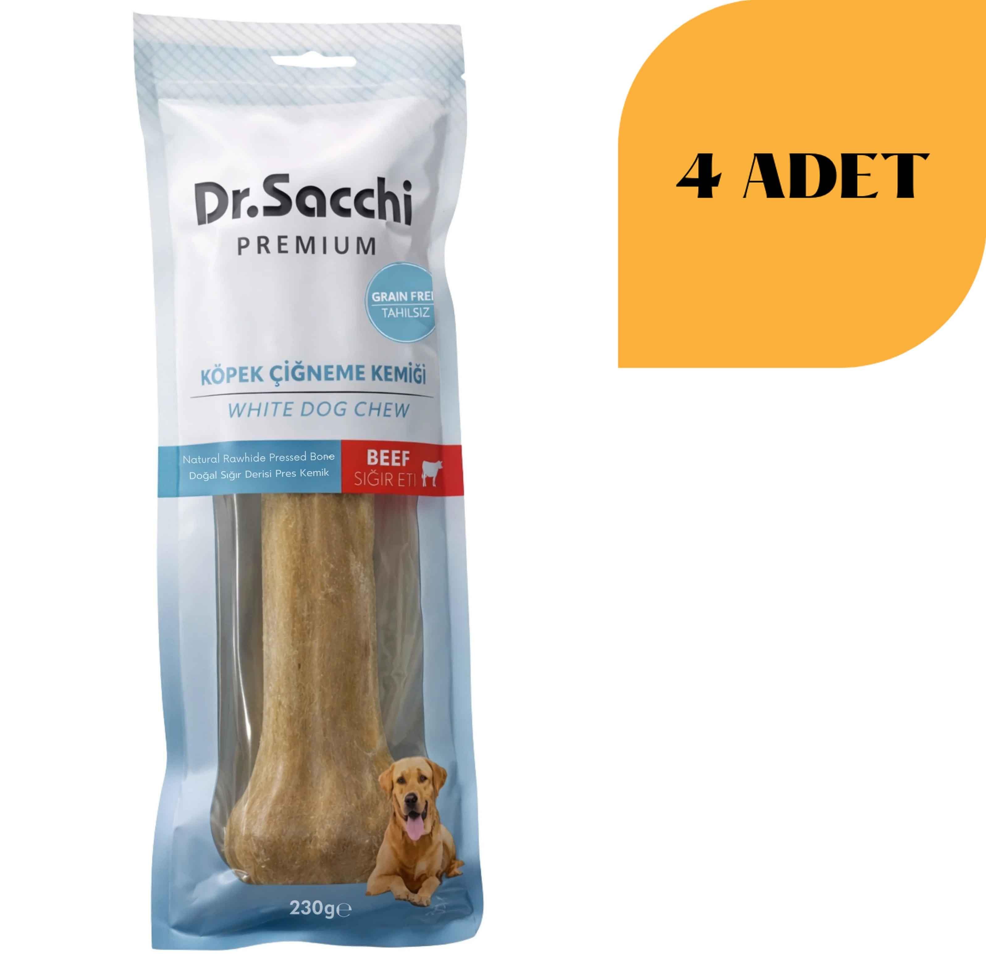 Dr. Sacchi Sığır Derisi Doğal Press Kemik Köpek Ödülü 230 g x 4 Adet