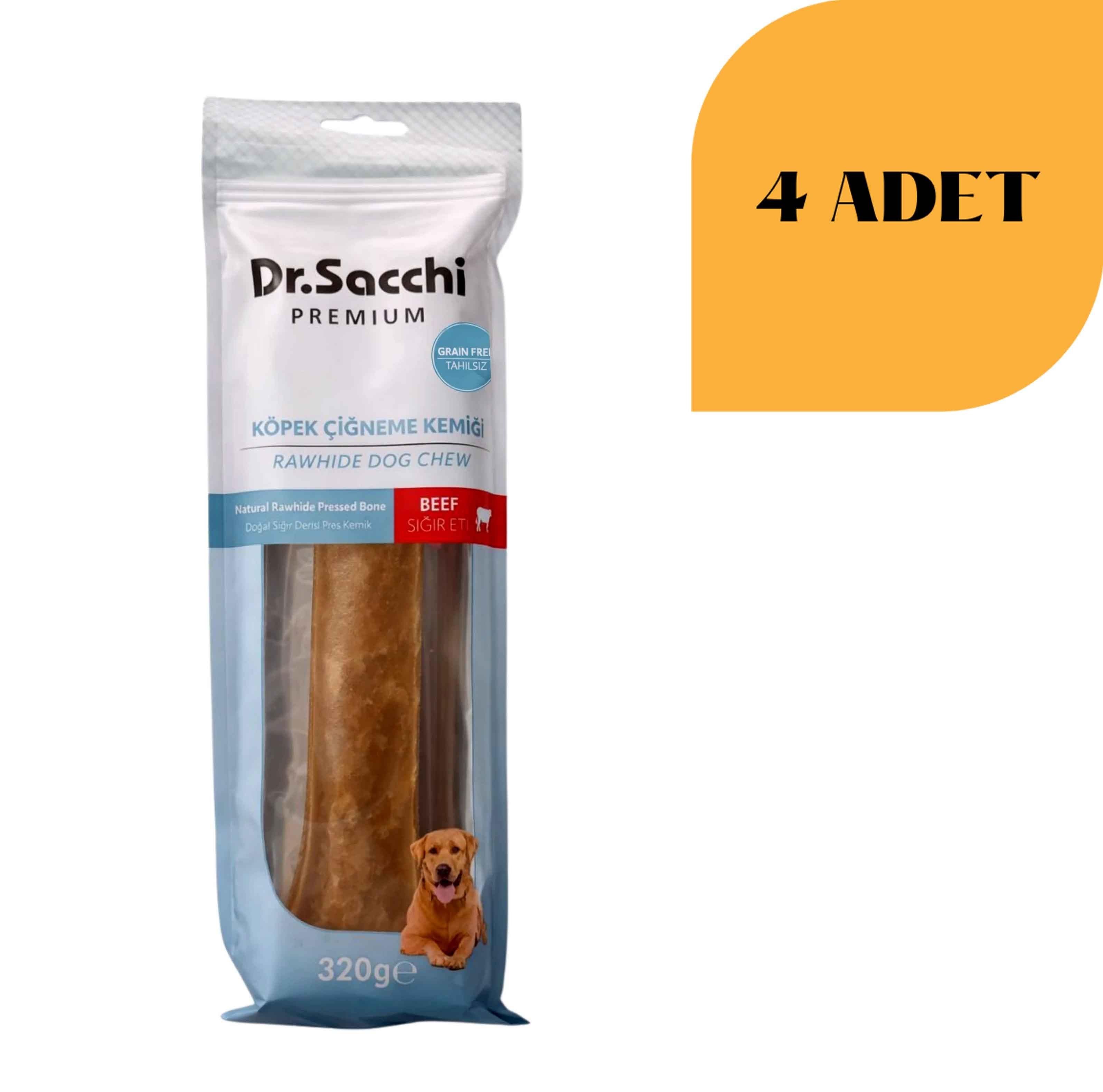 Dr. Sacchi Sığır Derisi Doğal Press Kemik Köpek Ödülü 320 g x 4 Adet