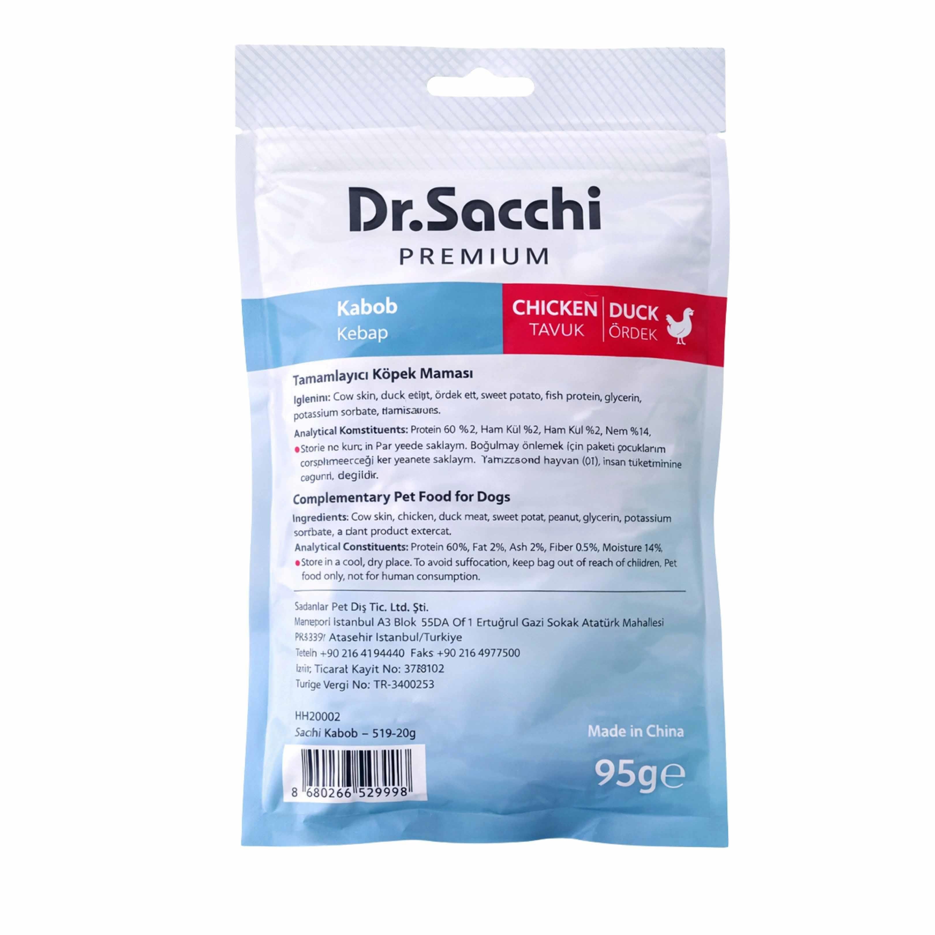 Dr. Sacchi Kebap Tavuk Ördek Sarılı Kemik Köpek Ödülü 100 g
