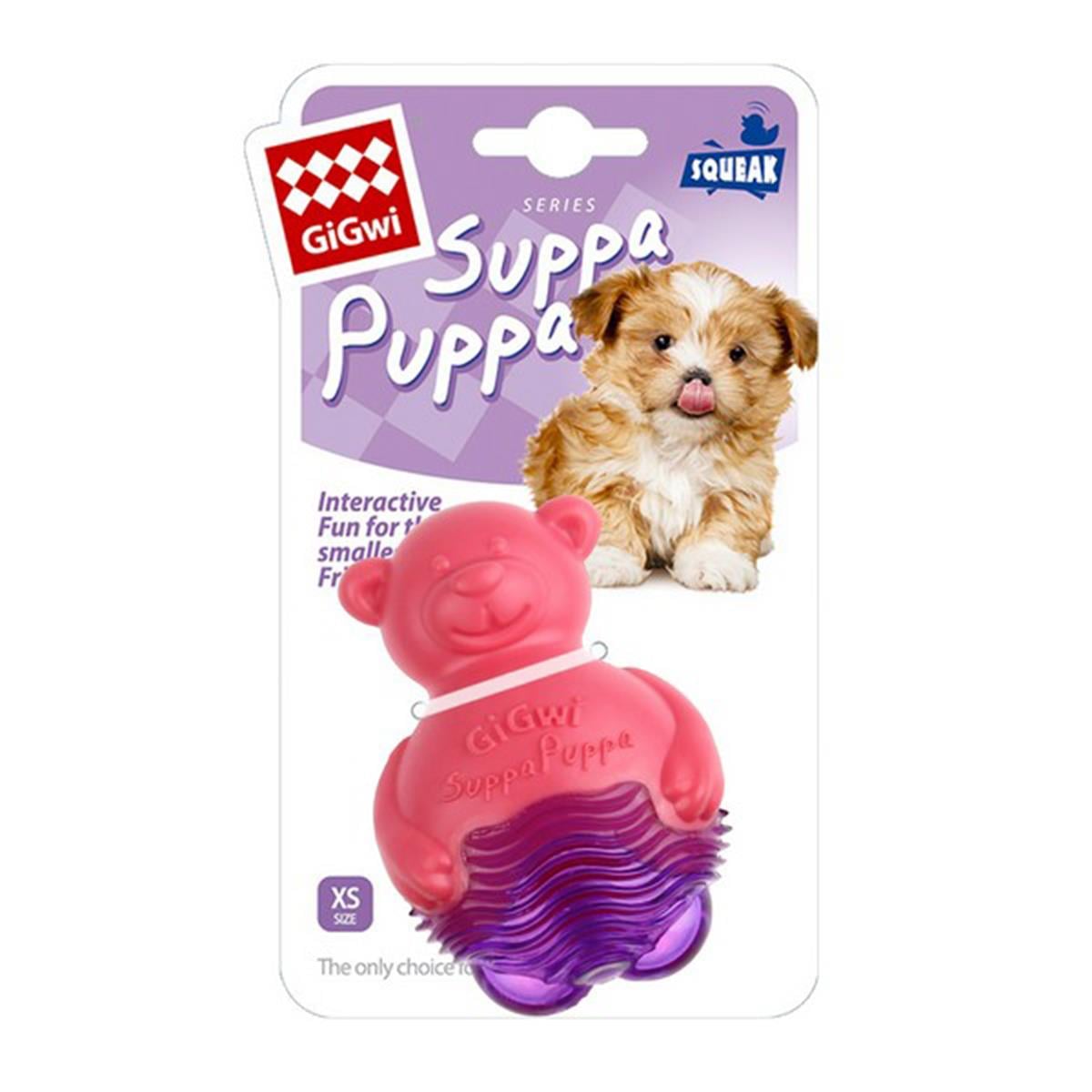 Gigwi Suppa Puppa Ayı Yavru Köpek Oyuncağı (XS) Pembe Mor
