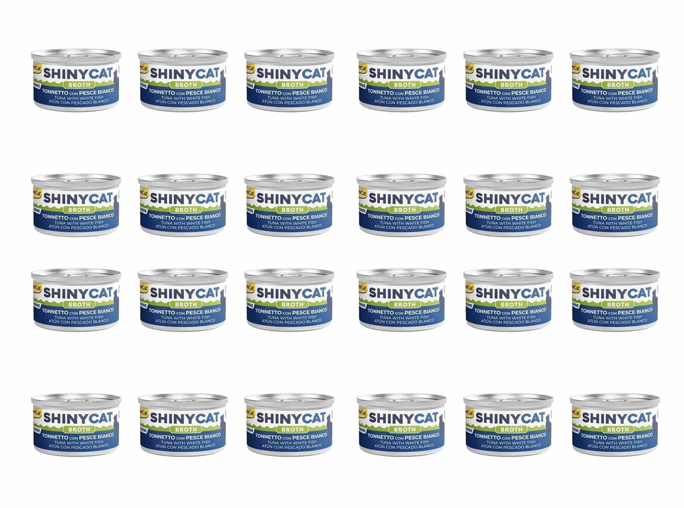 GimCat Shinycat Broth Beyaz Balıklı Ton Balıklı Konserve Kedi Maması 70 Gr (24 Adet)