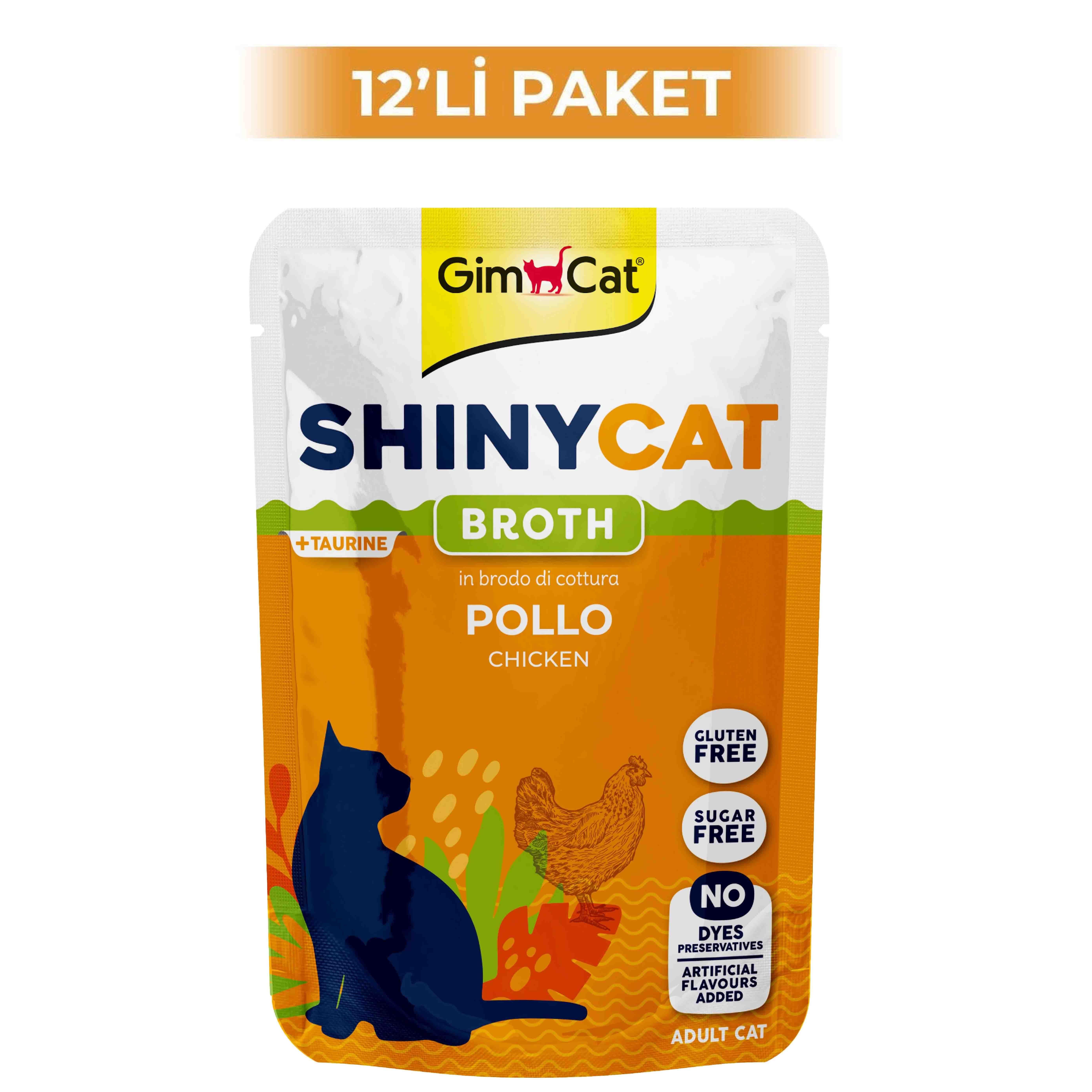 GimCat Shinycat Broth Tavuklu Pouch Konserve Kedi Maması 70 Gr (12 Adet)