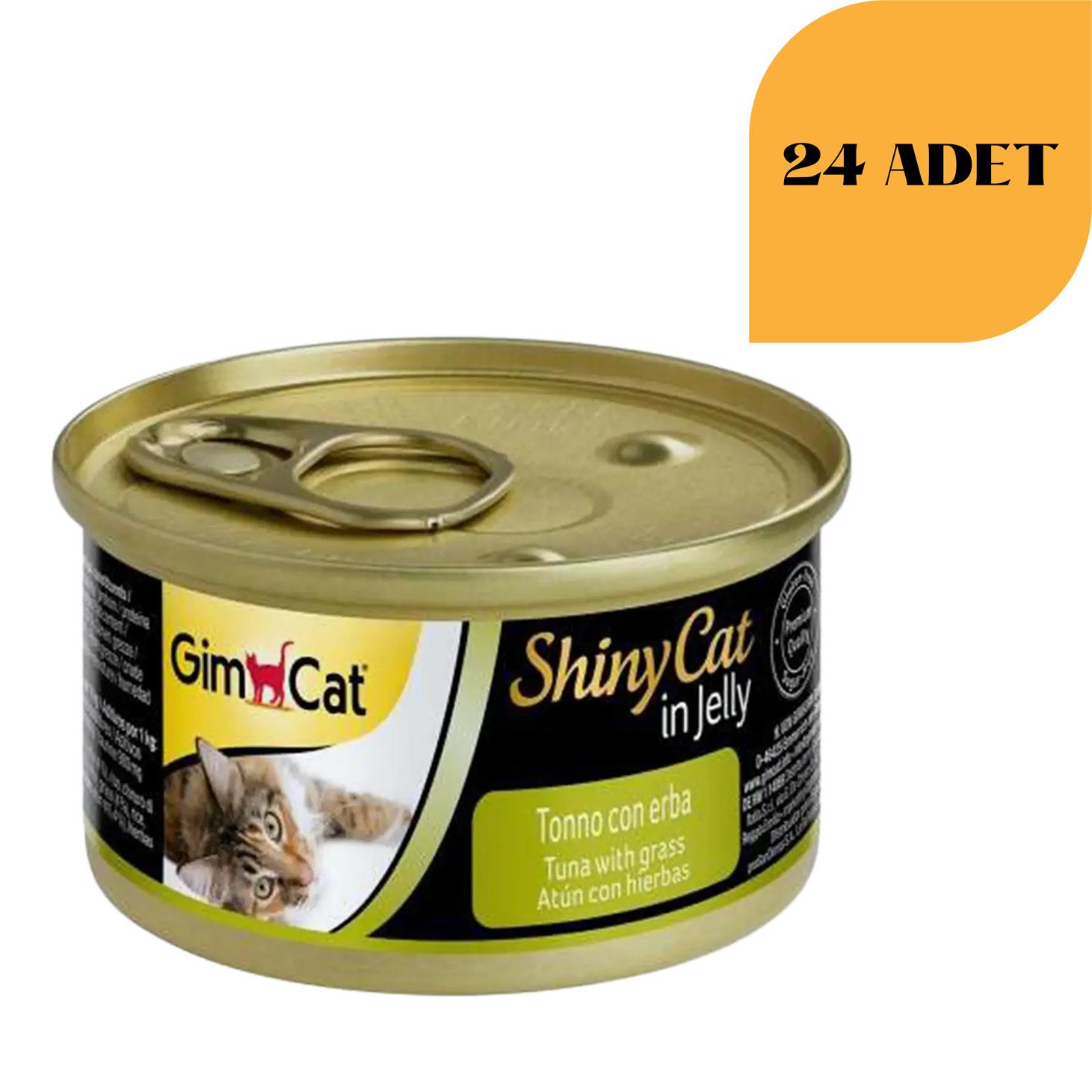 GimCat ShinyCat Jöle içerisinde Ton Balıklı Ve Çimenli Kedi Konservesi 70 Gr (24 ADET)