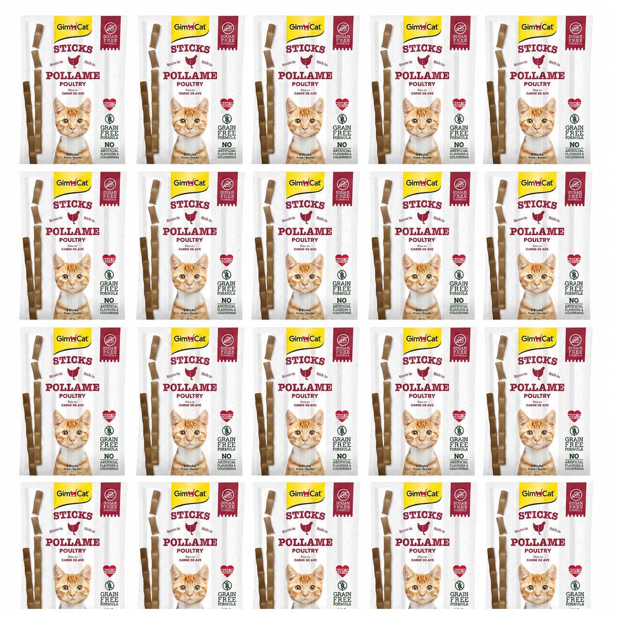 Gimcat Tahılsız Kümes Hayvanlı Kedi Ödül Çubukları 4 Parça (20 Gr) (24 Adet)
