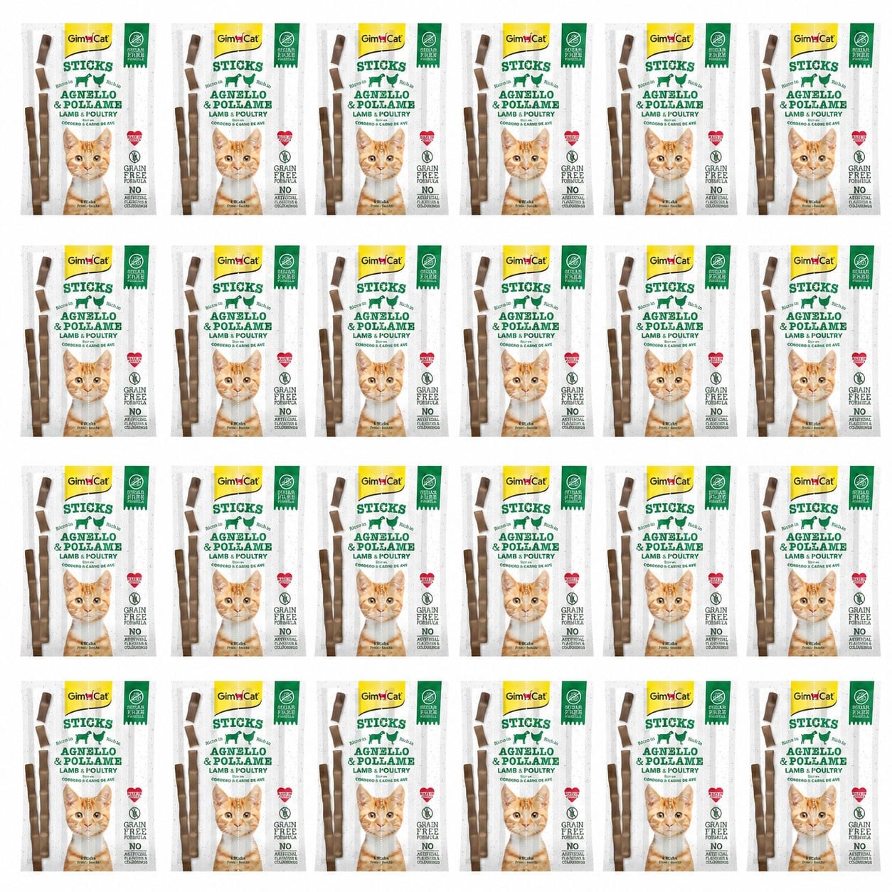 Gimcat Tahılsız Kuzu ve Tavuklu Kedi Ödül Çubukları 4 Parça (20 Gr) (24 Adet)