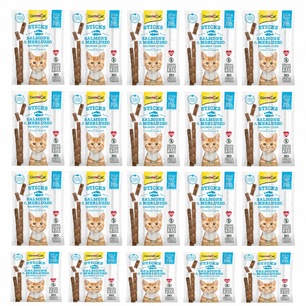 Gimcat Tahılsız Somon ve Morina Balıklı Ödül Çubukları 4 Parça (20 Gr) (24 Adet)