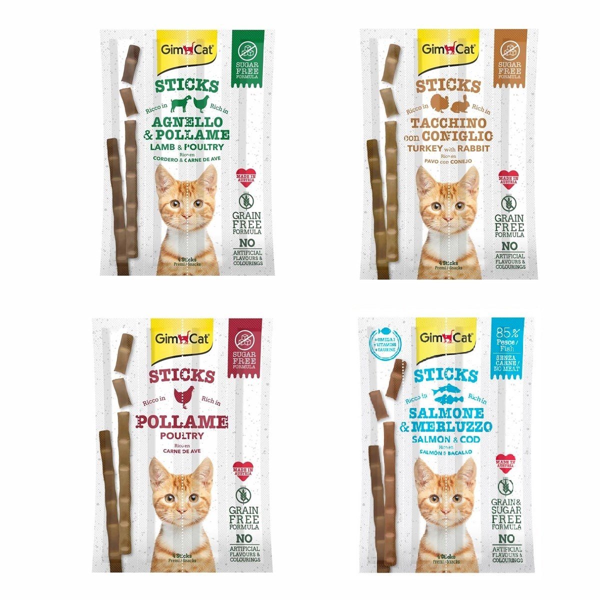Gimcat Tahılsız Sticks Karışık Avantaj Paketi  4 x 20 gr