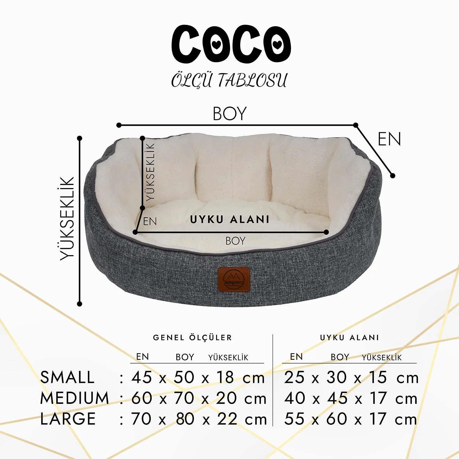Jungolica Coco Çift Taraflı Minderli Köpek Yatağı 45 x 50 cm (Gri)