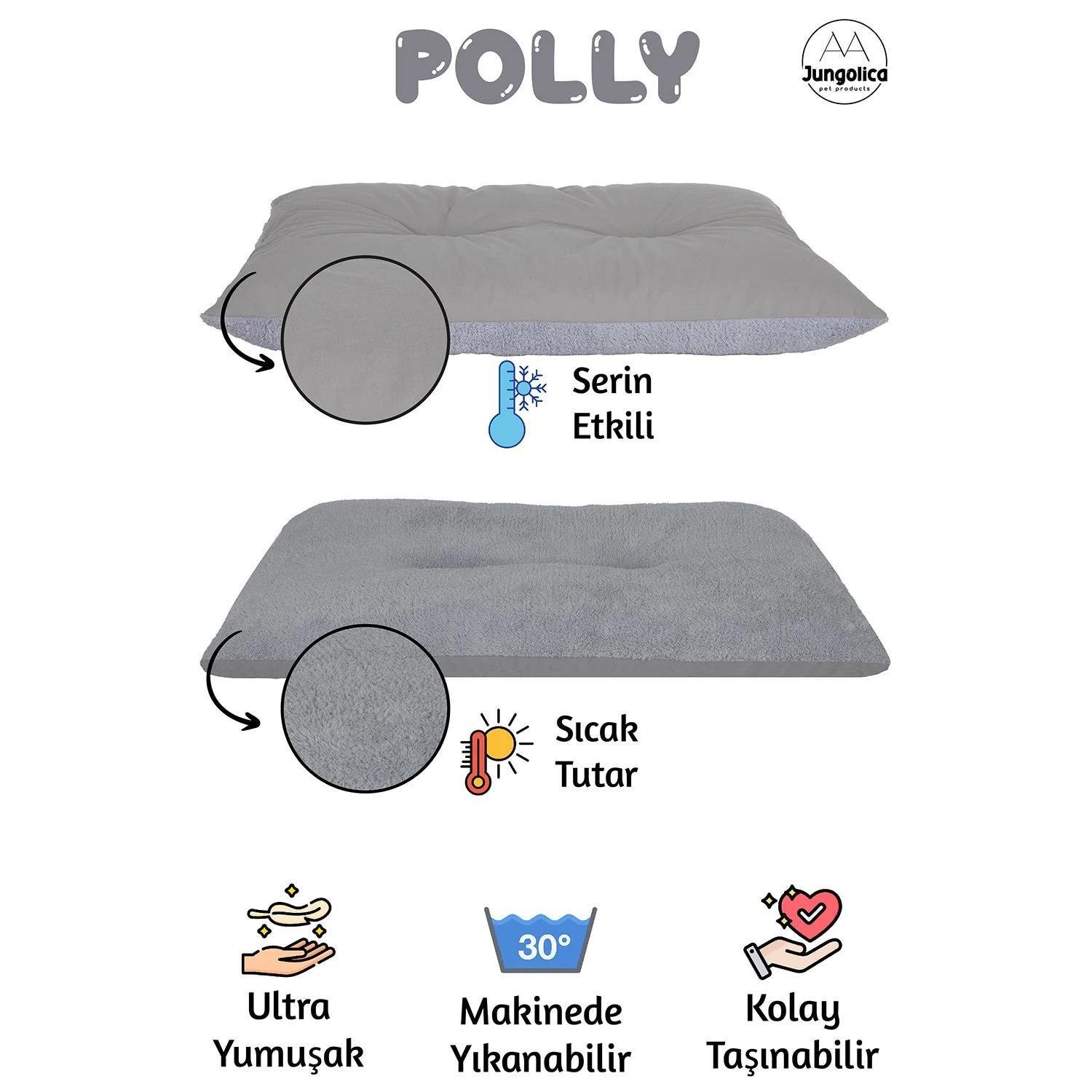 Jungolica Polly Çift Taraflı Minder Köpek Yatağı 35 x 50 cm (Gri)