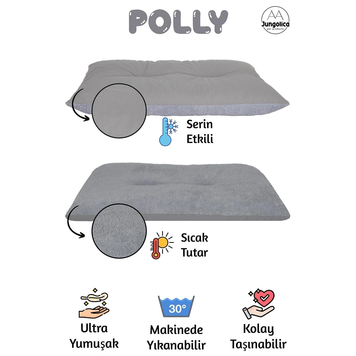Jungolica Polly Çift Taraflı Minder Köpek Yatağı 35 x 50 cm (Gri)