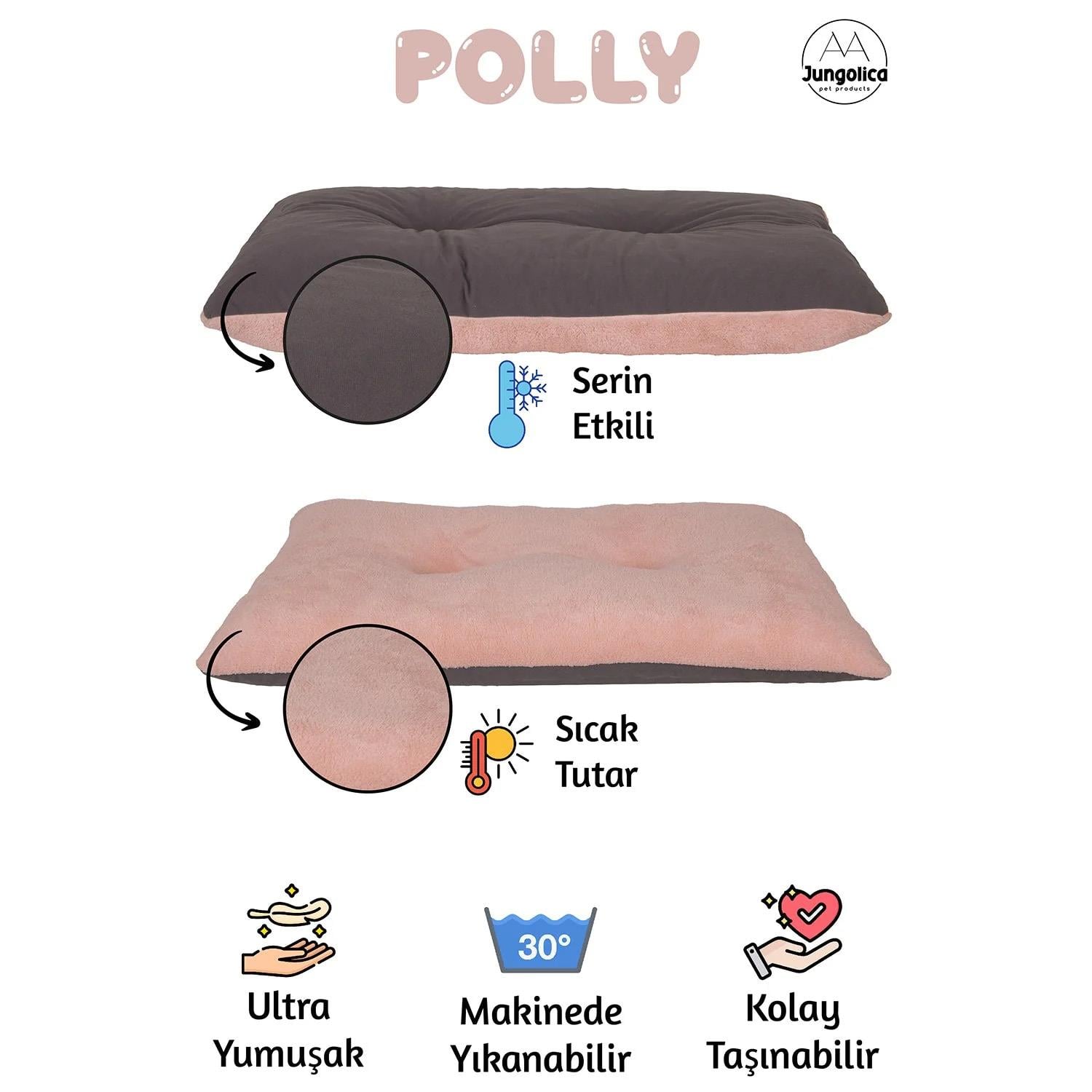 Jungolica Polly Çift Taraflı Minder Köpek Yatağı 35 x 50 cm (Pembe)