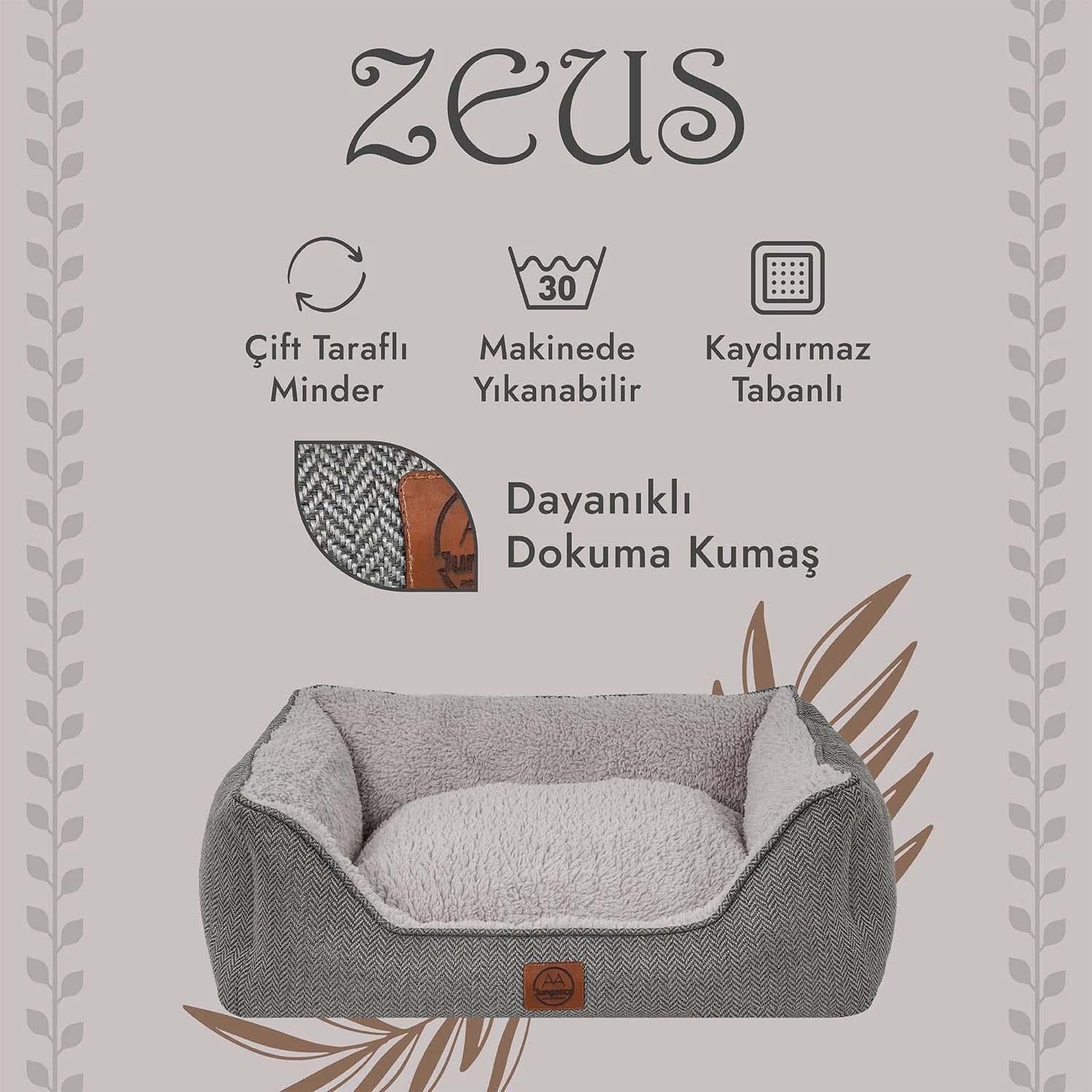 Jungolica Zeus Çift Taraflı Minderli Köpek Yatağı 40 x 60 cm (Gri)