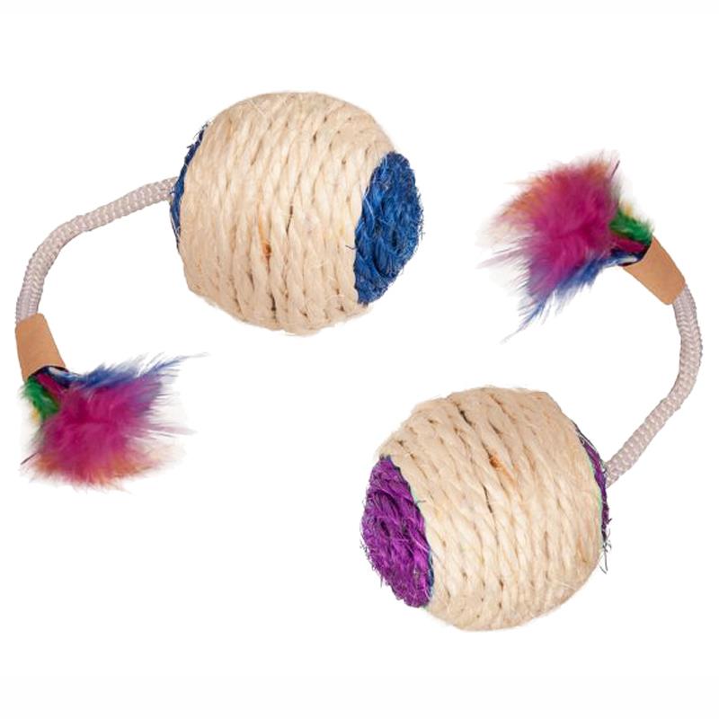 Karlie Tüylü Sisal Top Kedi Oyuncağı 6 cm (Karışık Renk)