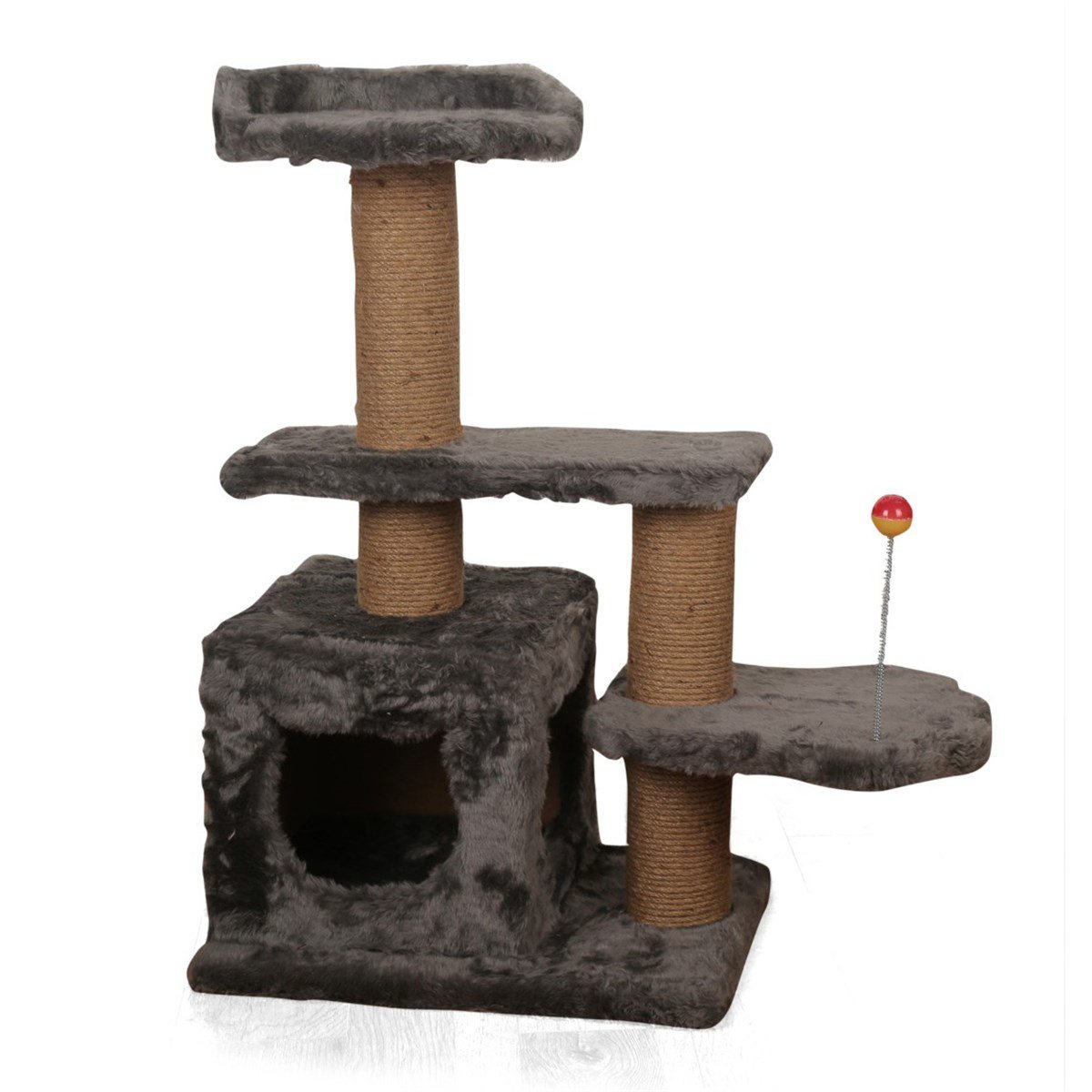 Keypet Yuvalı Katlı ve Oyuncaklı Kedi Tırmalama Tahtası 95 cm