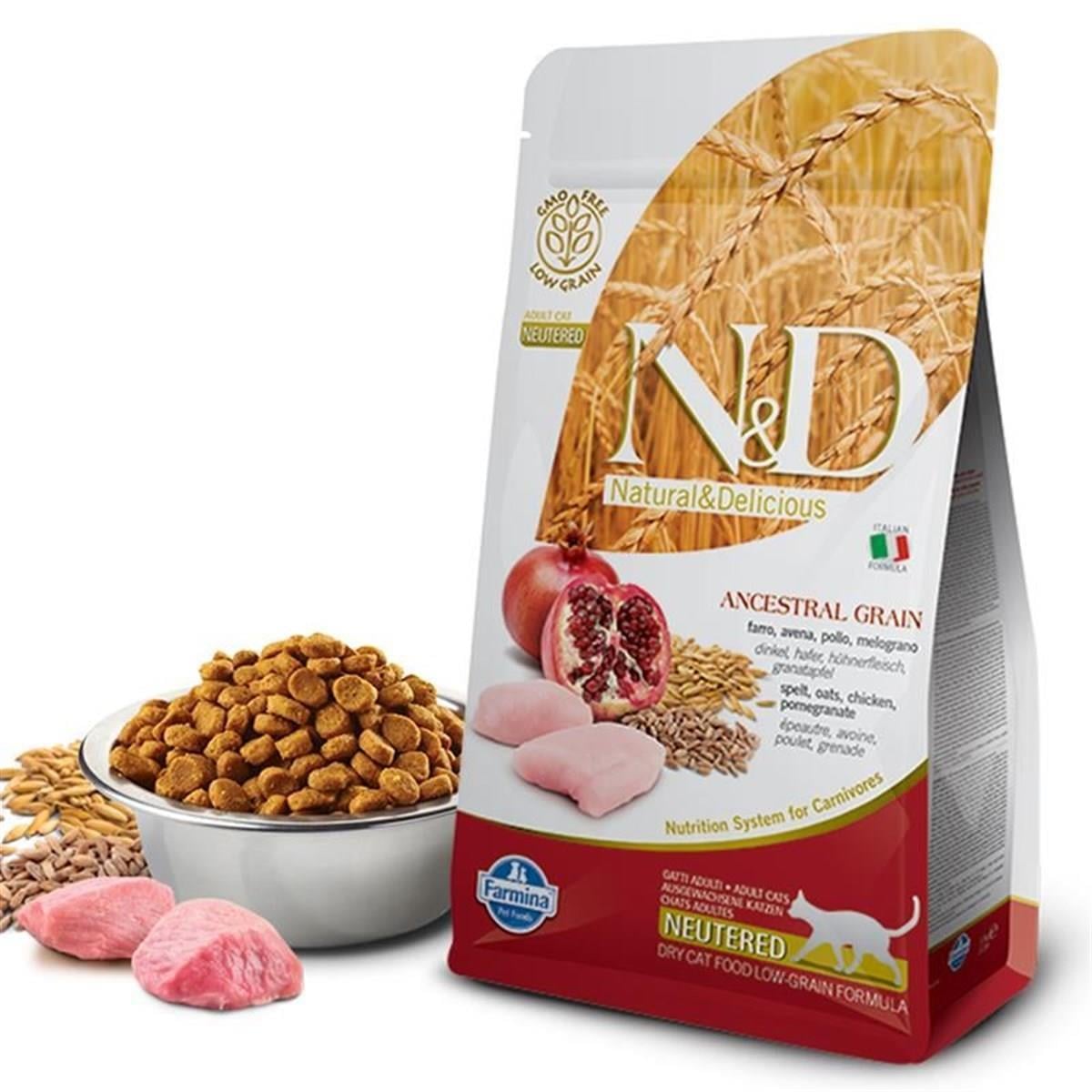 ND Düşük Tahıllı Tavuklu Ve Narlı Kısırlaştırılmış Kedi Maması 1,5 Kg
