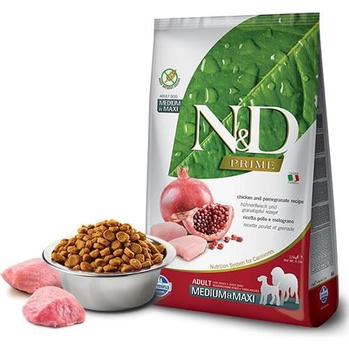 N&D Prime Tavuklu Narlı Tahılsız Medium Maxi Yetişkin Köpek Maması 2,5 kg