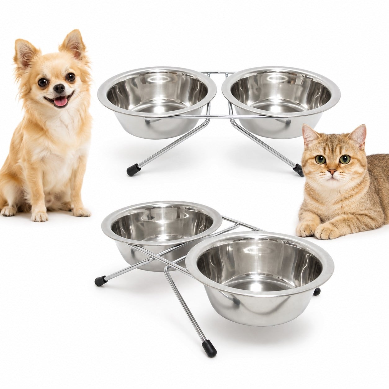 Nunbell Kedi Ve Köpek İkili Çelik Mama Kabı 13 cm