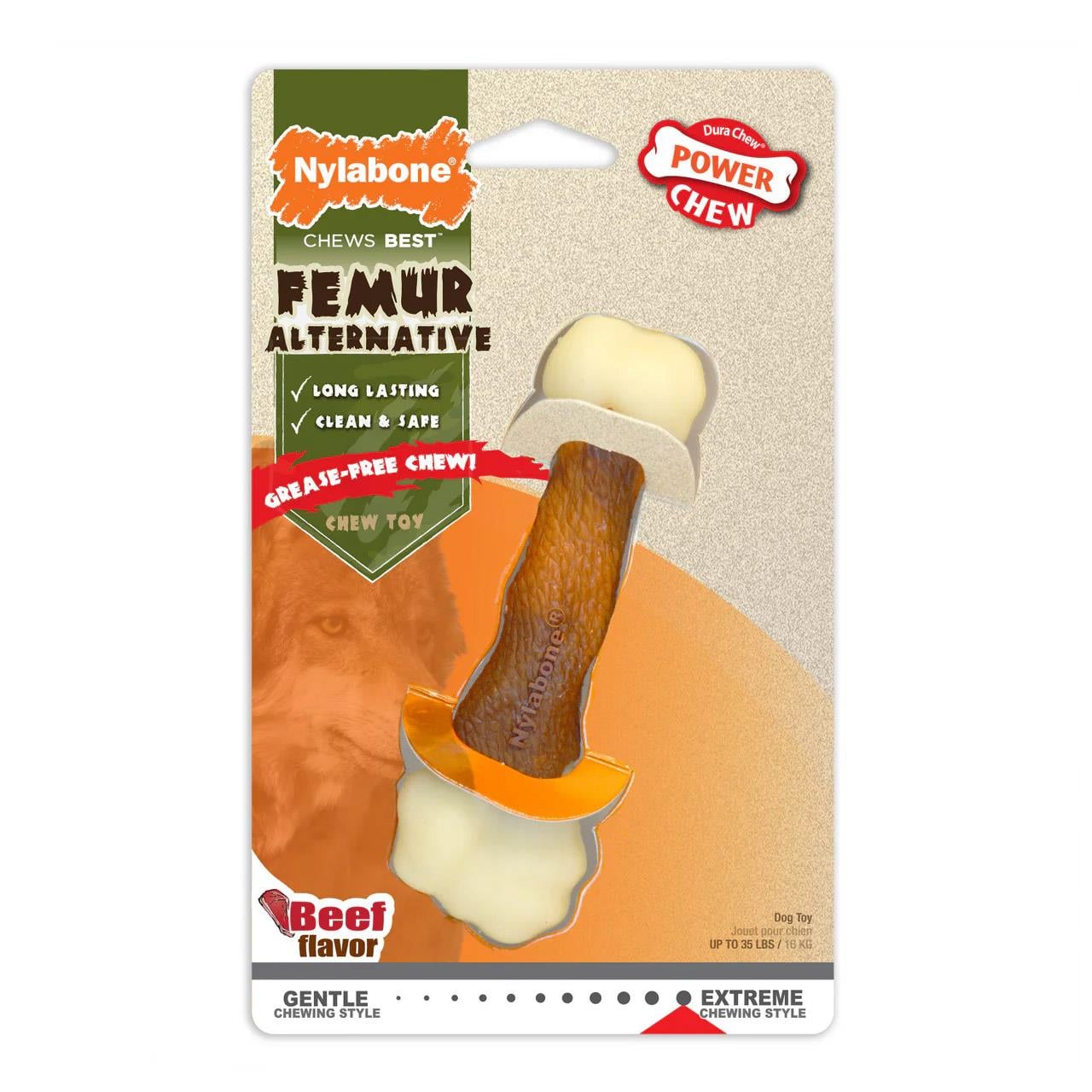 Nylabone Biftek Aromalı Kauçuk Sert Femur Kemiği Köpek Oyuncağı 15 cm (M)
