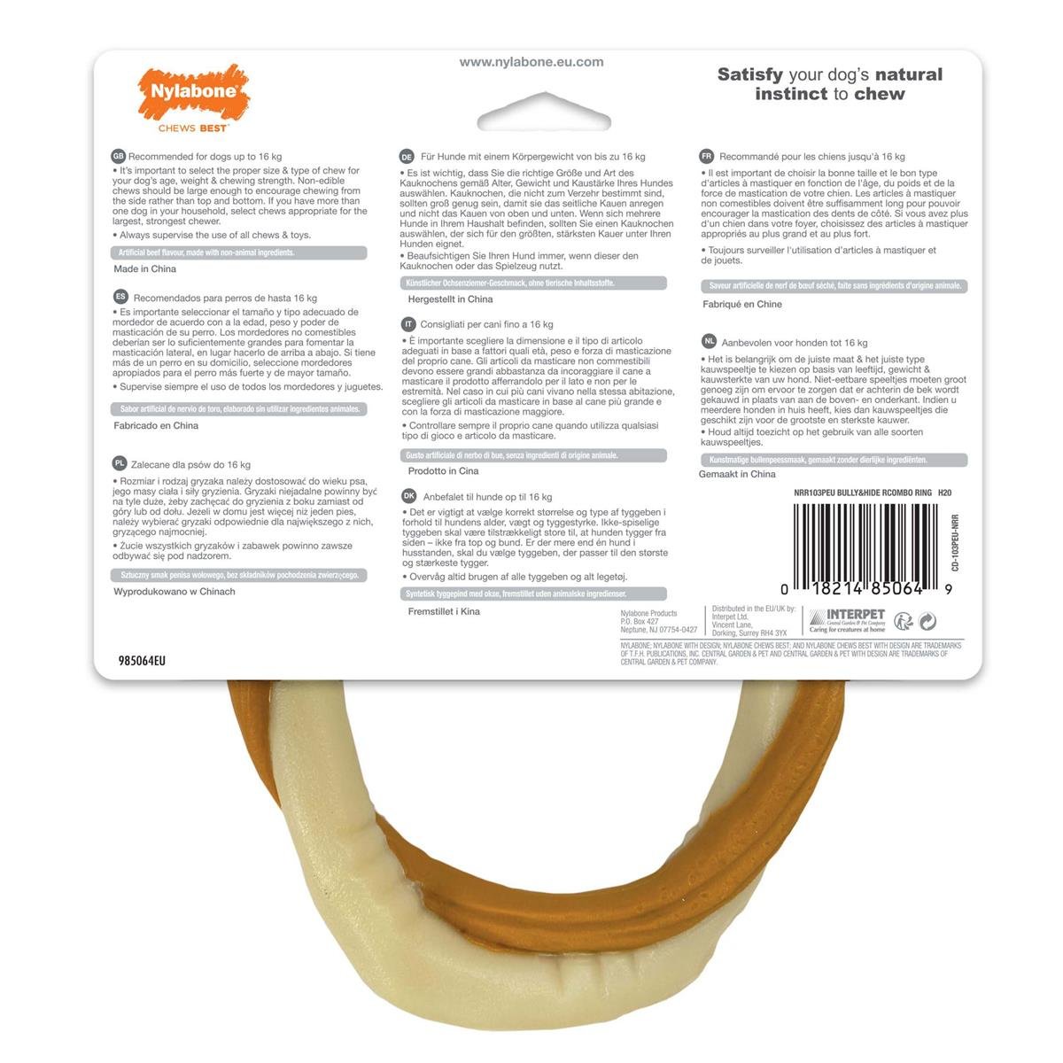 Nylabone Bold Bully Stick  Aromalı Kauçuk Sert Ham Deri Köpek Oyuncağı 16 cm (M)