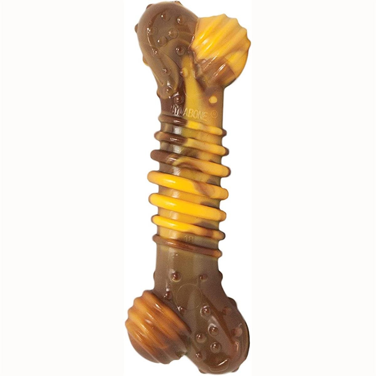 Nylabone Peynir ve Biftek Aromalı Kauçuk Sert Kemik Köpek Oyuncağı 14 cm (M)