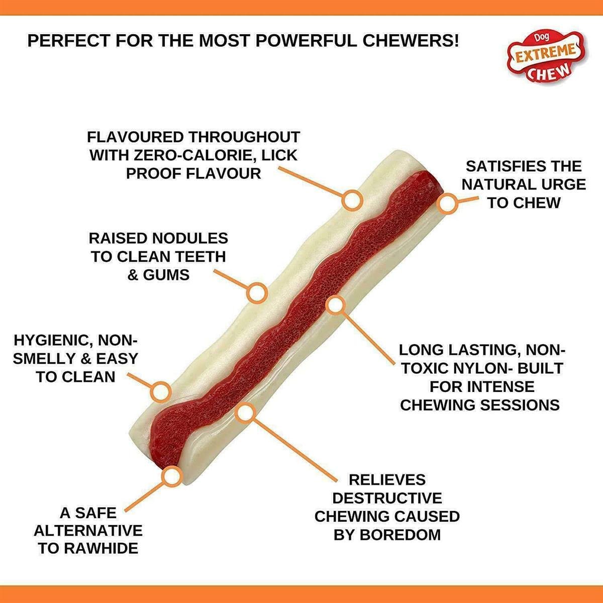 Nylabone Tavuk Aromalı Kauçuk Sert Ham Deri Köpek Oyuncağı 20 cm (XL)
