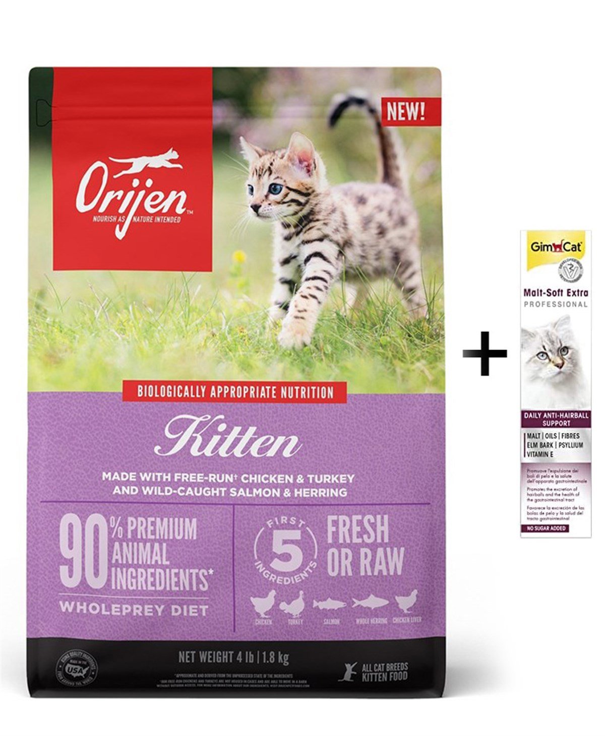 Orijen Cat Kitten Tahılsız Yavru Kedi Maması  1.8 Kg (Gimcat Malt Extra 100 g Hediyeli)