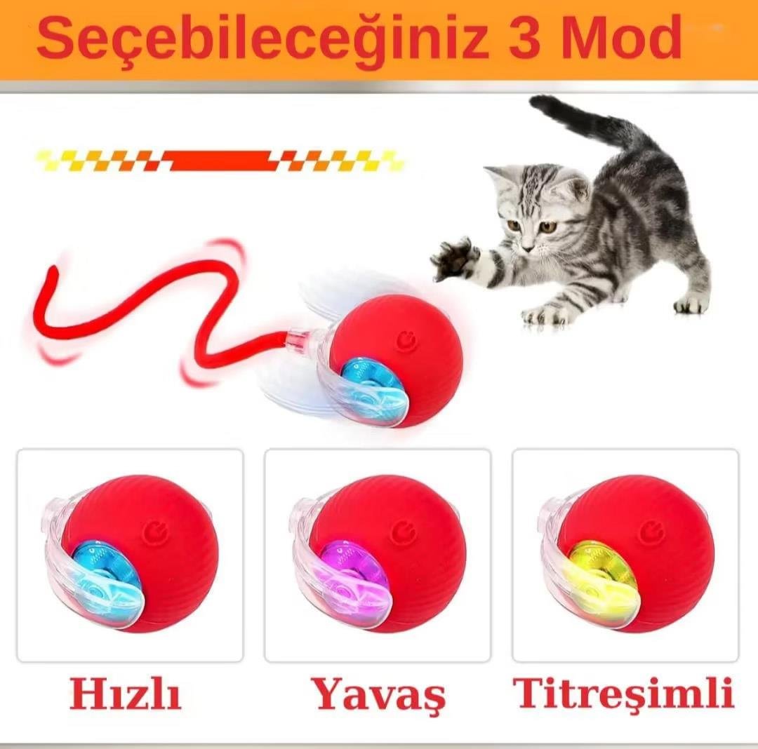 Pet Corn USB Şarjlı Hareket Edebilen Top Kedi Köpek Oyuncağı 6 cm