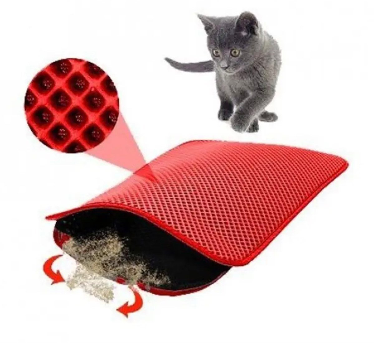 Pet Petty Elekli Kedi Tuvalet Paspası 50 x 60 cm (Kırmızı)
