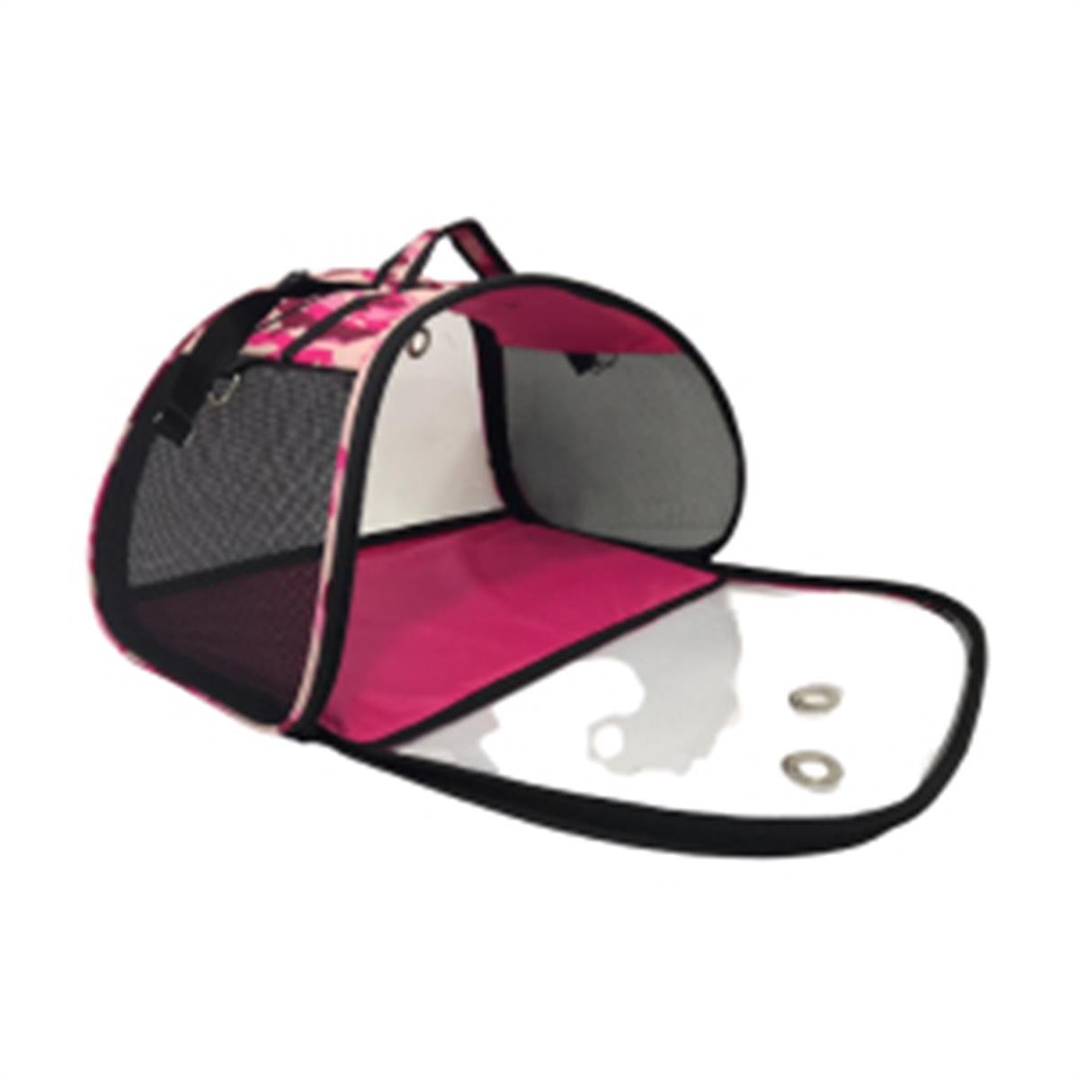 Pet Pretty Kamuflaj Desenli Şeffaf Köpek Kedi Taşıma Çantası 50 cm (Pembe)
