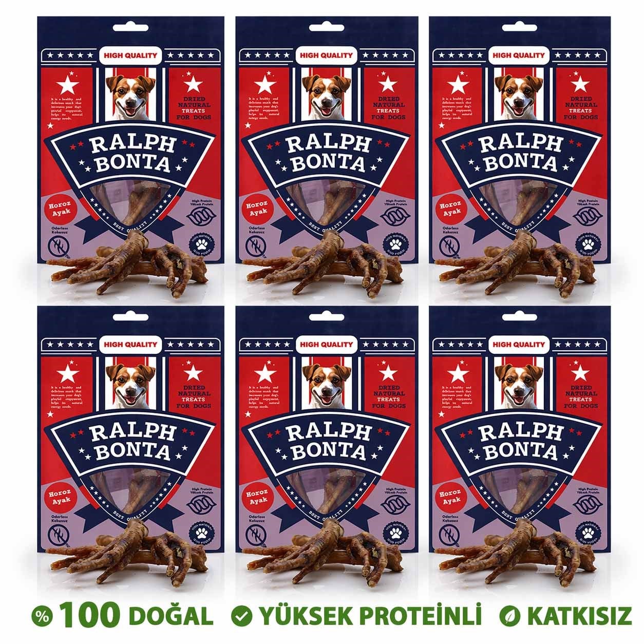 Ralph Bonta Kurutulmuş Horoz Ayağı Köpek Ödülü 100 gr (6 Adet)