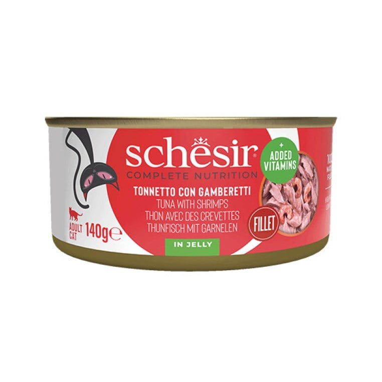 Schesir Jöle İçinde Ton Balığı İle Karidesli Yetişkin Kedi Konservesi 140 gr
