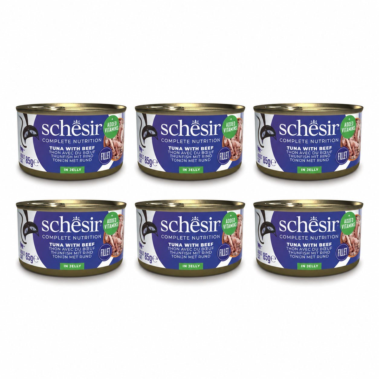 Schesir Jöle İçinde Ton Balıklı Ve Kırmızı Etli Yetişkin Kedi Konservesi 85 g (6 Adet)