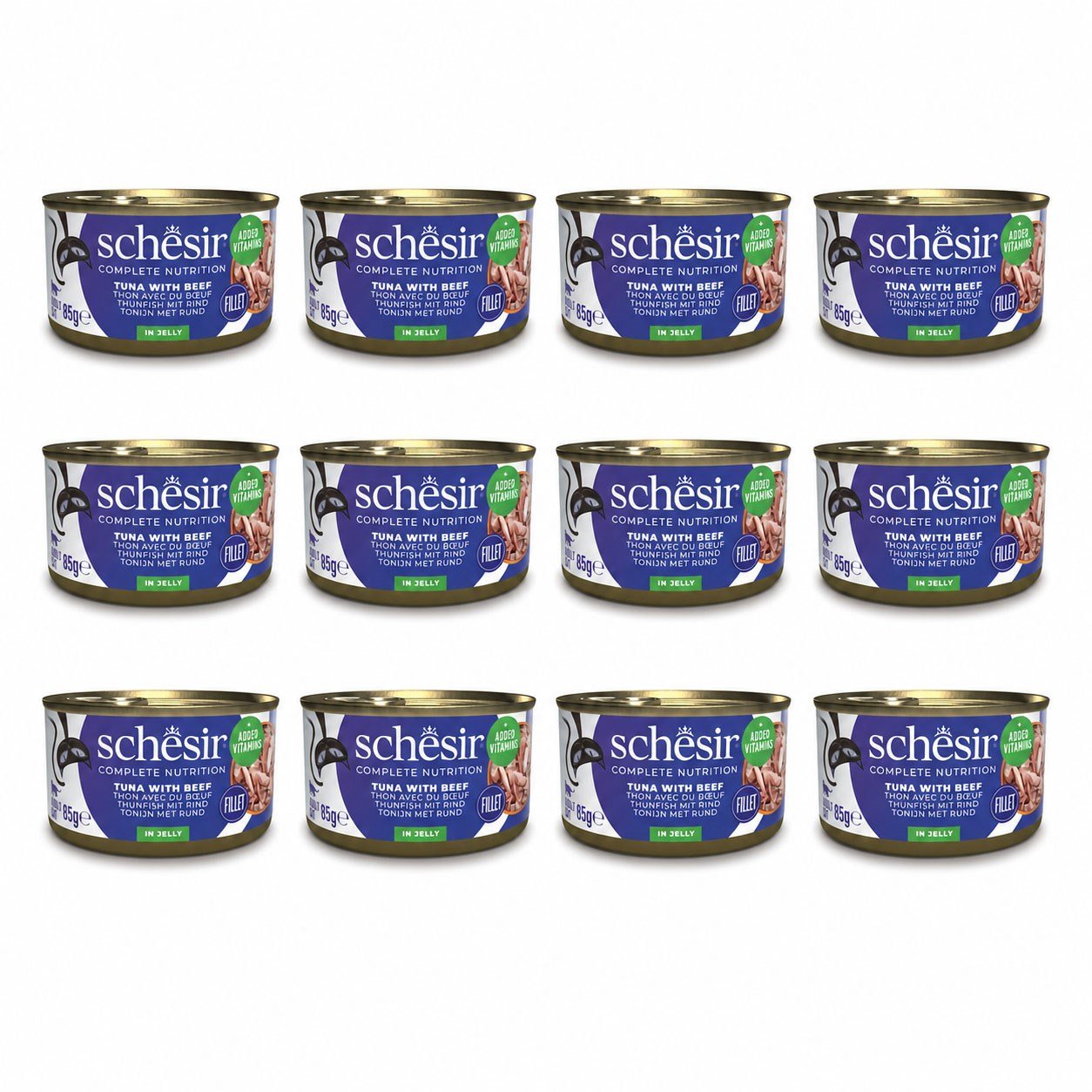 Schesir Jöle İçinde Ton Balıklı Ve Kırmızı Etli Yetişkin Kedi Konservesi 85 g (12 Adet)