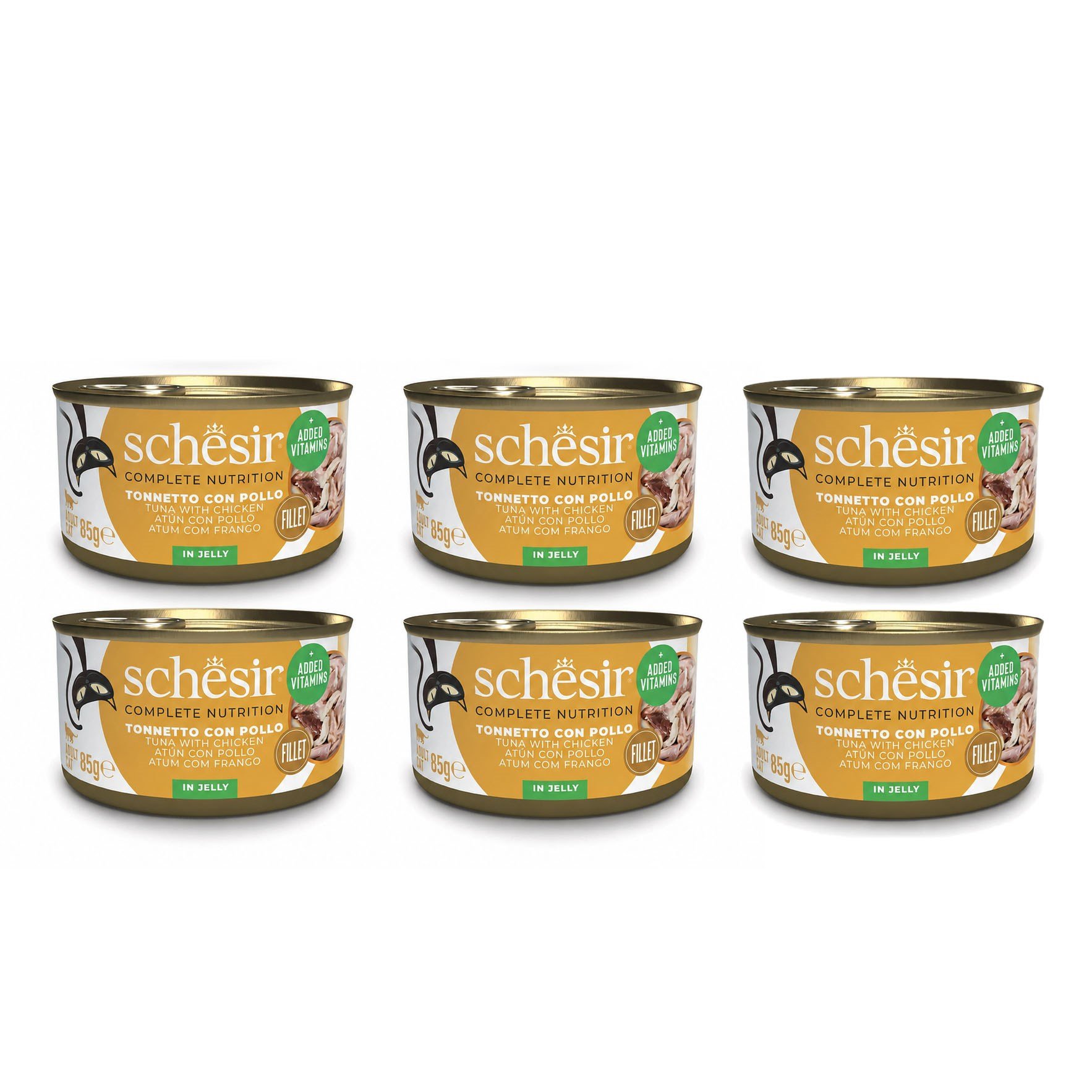 Schesir Jöle İçinde Ton Balıklı Ve Tavuklu Yetişkin Kedi Konservesi 85 g (6 Adet)