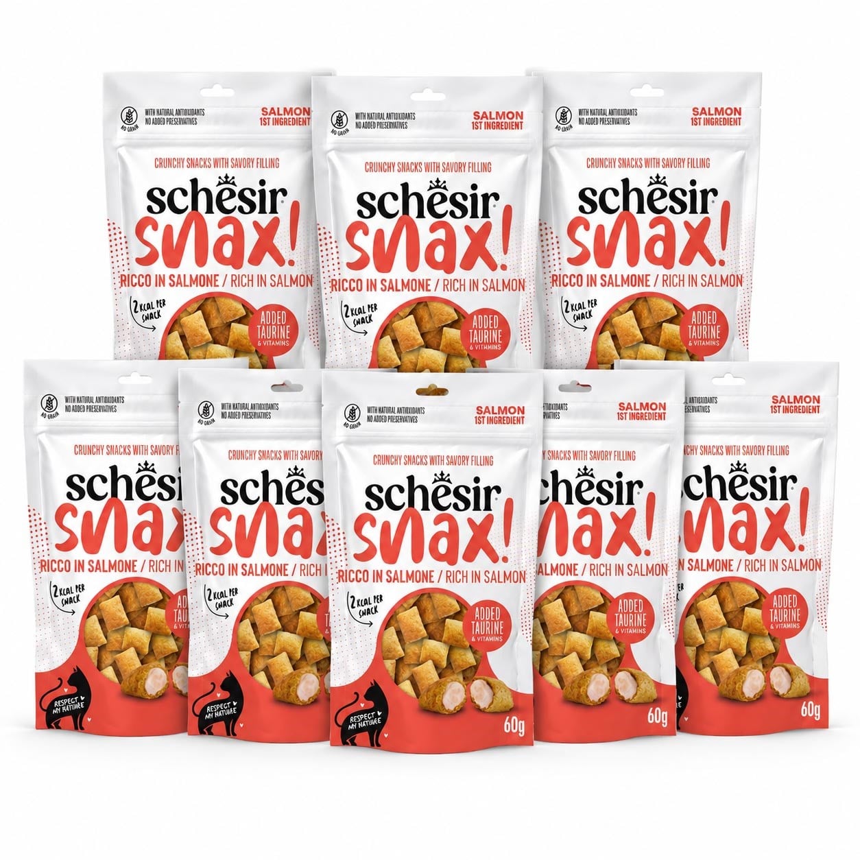 Schesir Snax Somon Dolgulu Tahılsız Kedi Ödülü 60 g (8 Adet)
