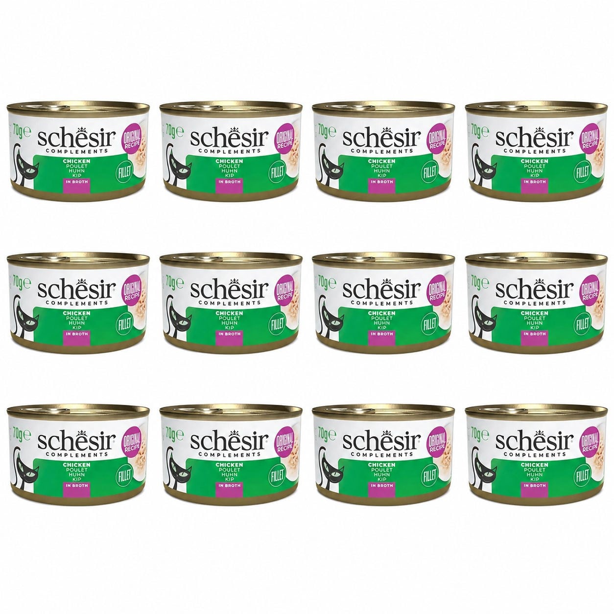 Schesir Suda Pişirilmiş Fileto Tavuklu Yetişkin Kedi Konservesi 85 g (12 Adet)