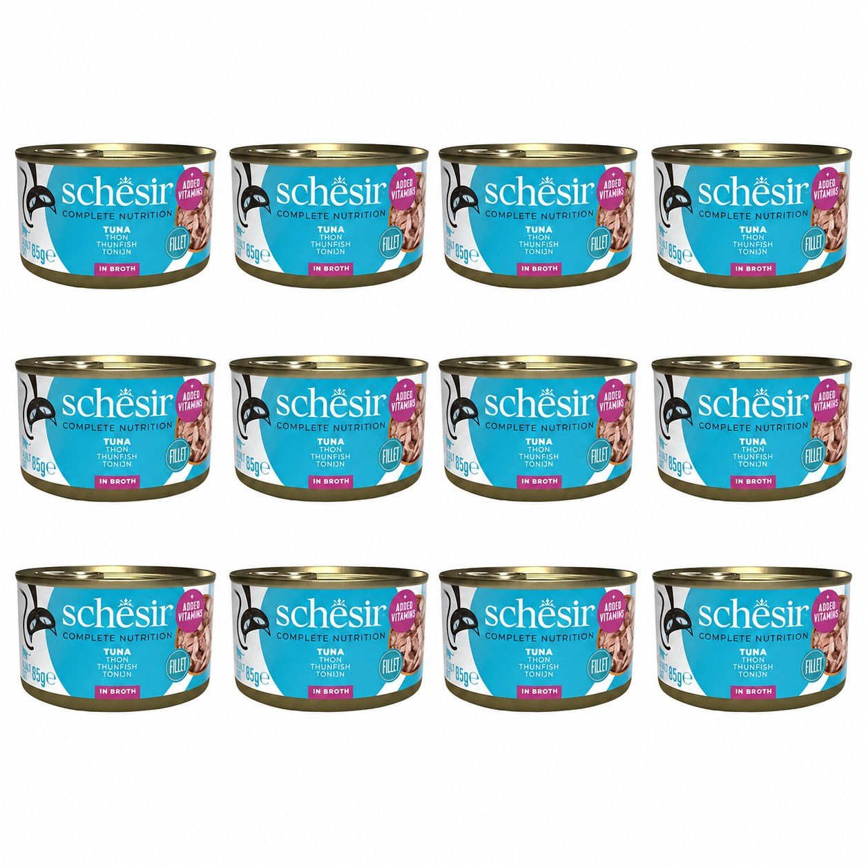 Schesir Suda Pişirilmiş Ton Balıklı Yetişkin Kedi Konservesi 85 gr (12 Adet)