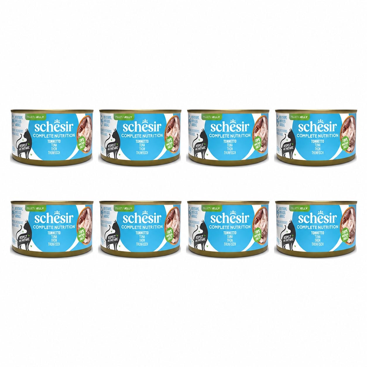 Schesir Ton Balıklı Jöle İçinde Yetişkin Kedi Konservesi 140 g (8 Adet)