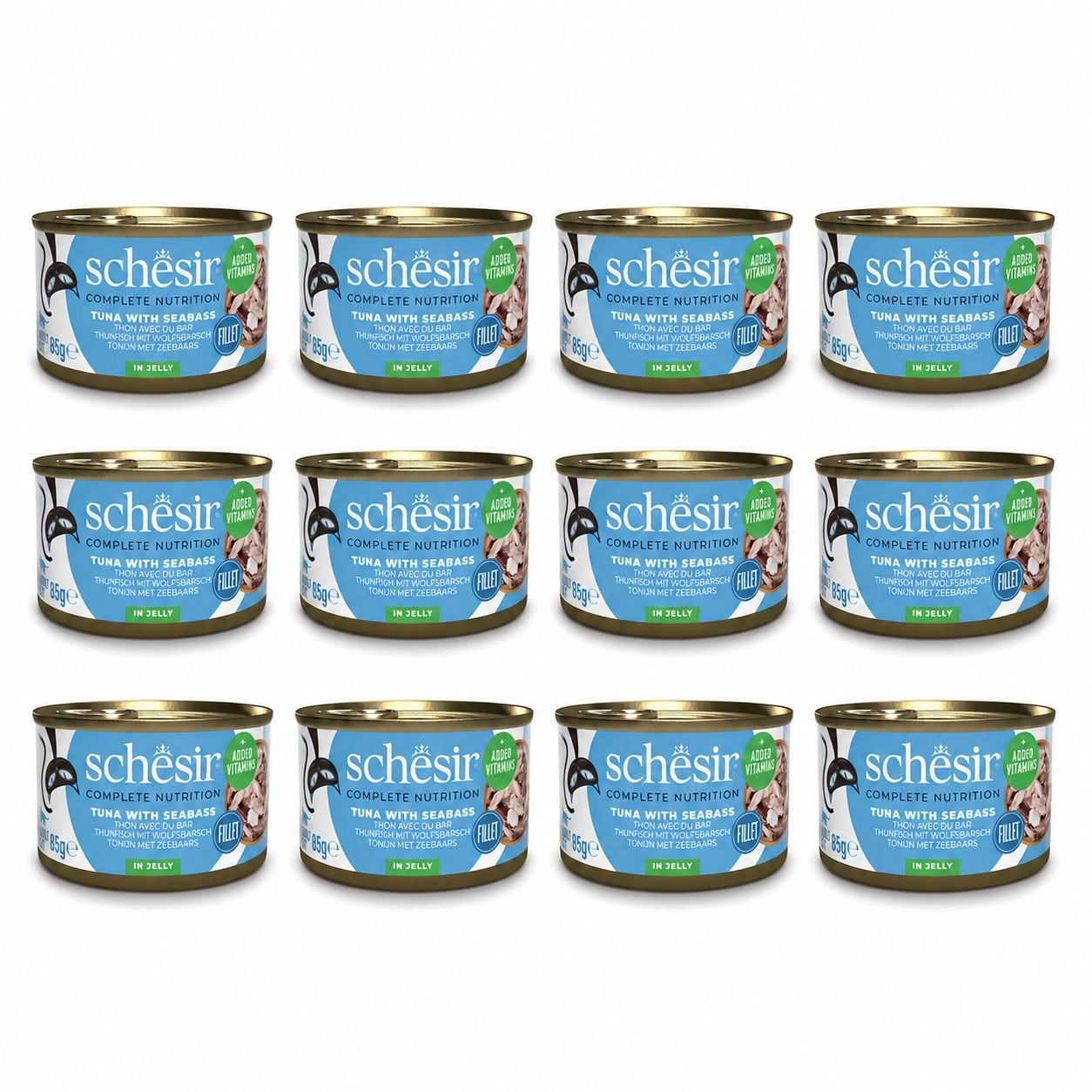 Schesir Ton Balıklı Ve Levrekli Yetişkin Kedi Konservesi 70 g (12 Adet)