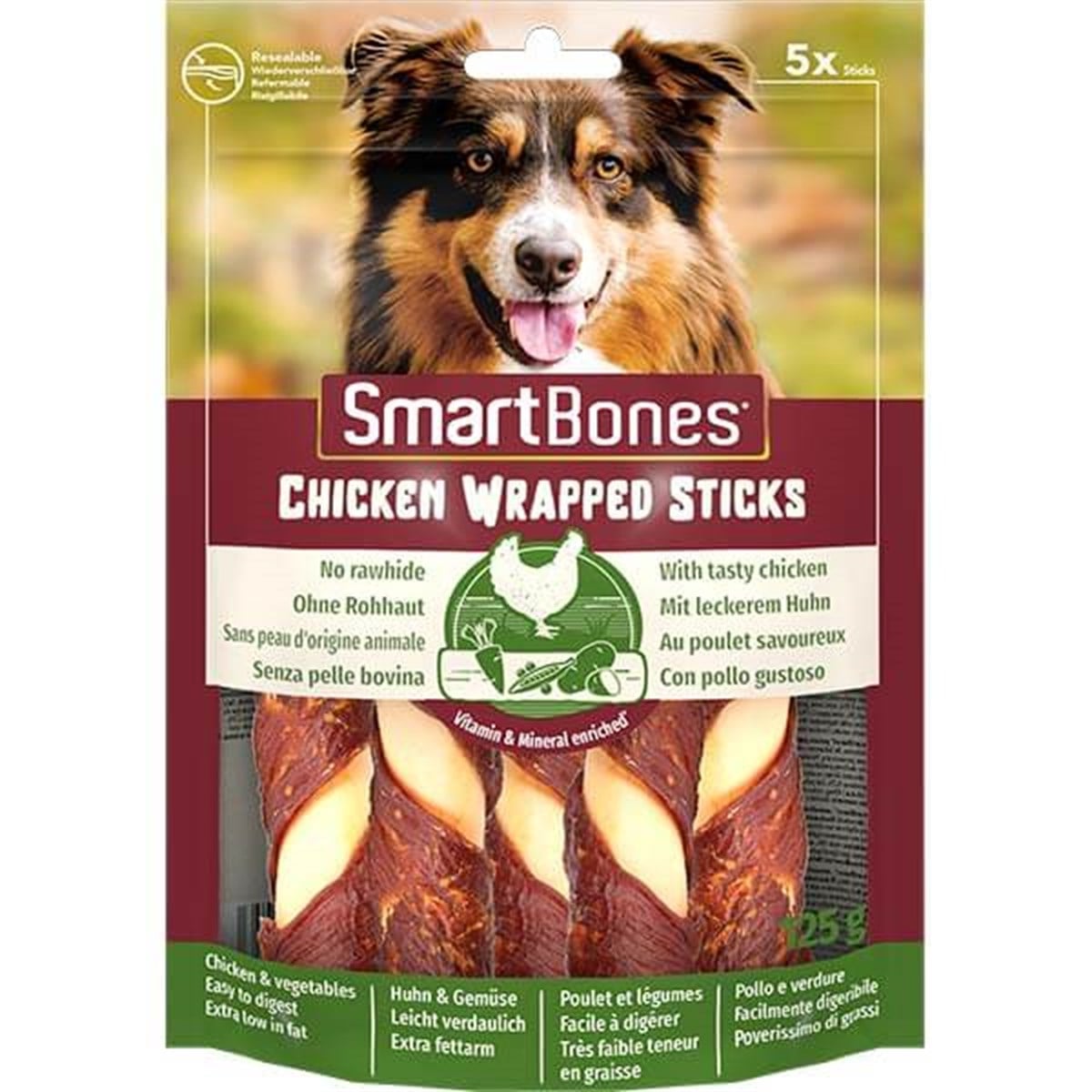 Smart Bones Wrapped Chicken Sticks Tavuklu ve Sebzeli Orta Irk Köpek Ödülü  5 Adet