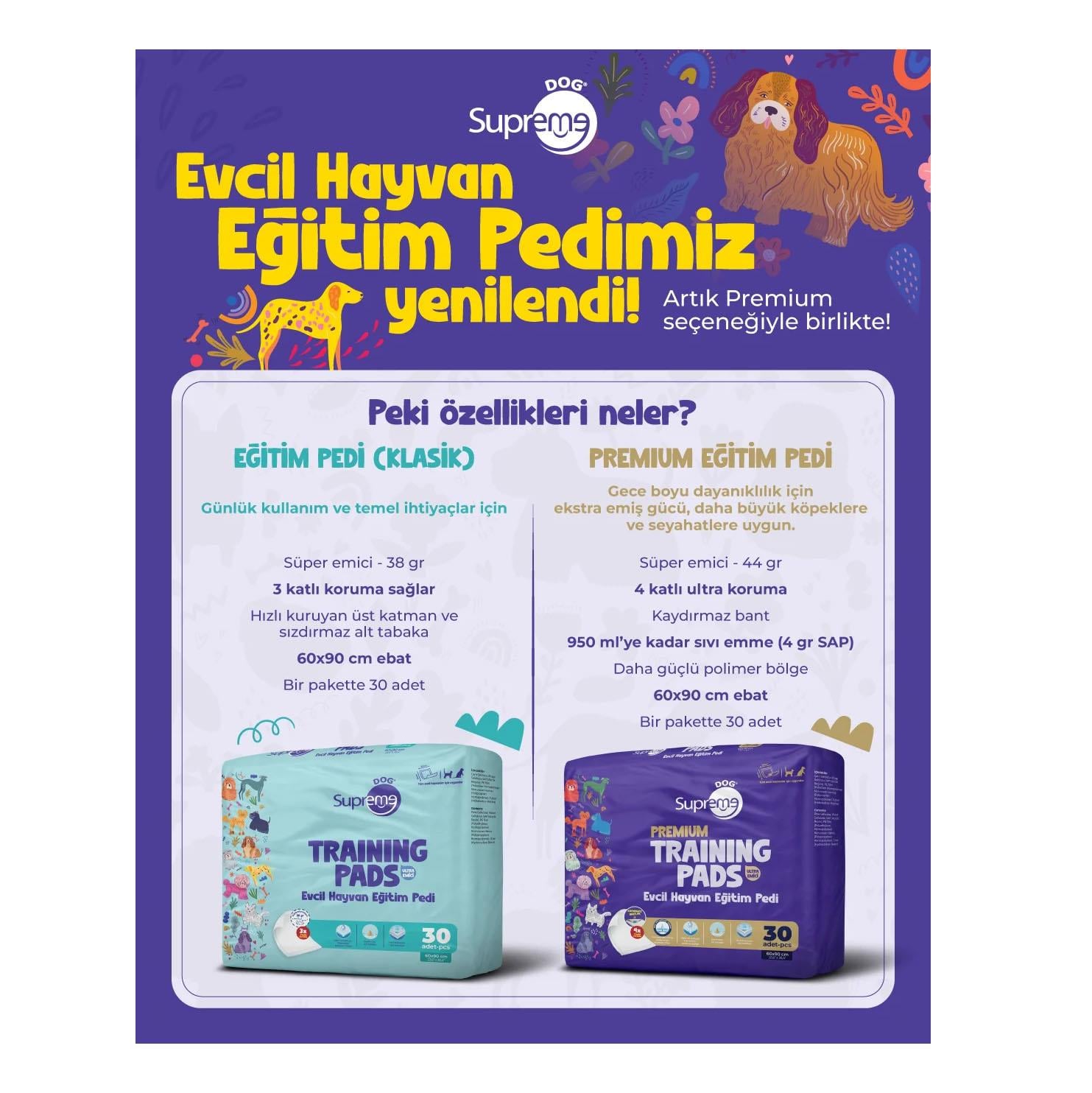 Supreme Dog Premium Eğitim Köpek Çiş Pedi 30 Adet (60x90 cm)