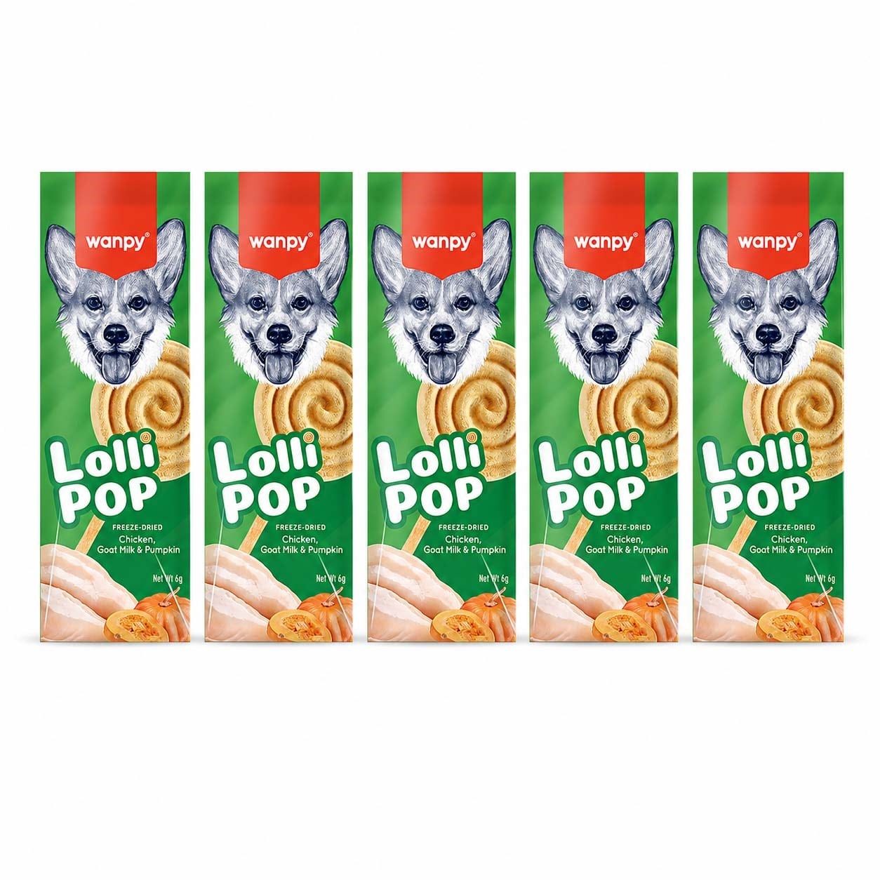 Wanpy Dondurularak Kurutulmuş Lolipop Köpek Ödülü Balkabaklı 6 g (5 Adet)