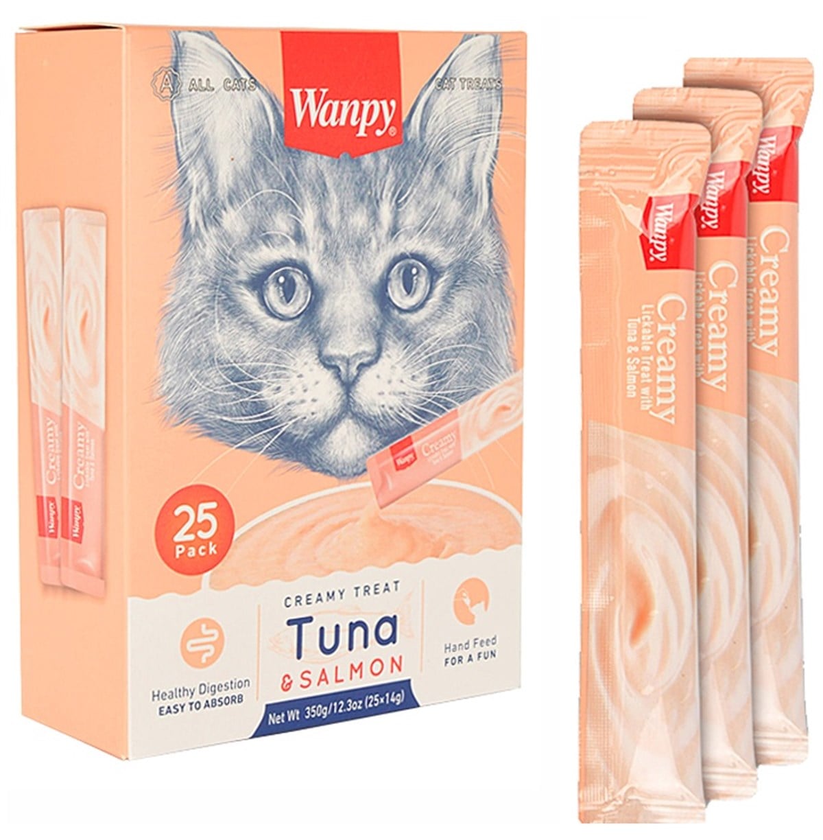 Wanpy Kedi Ödül Çubuğu Sıvı Ton Balıklı Ve Somonlu 25 Adet (14 gr)