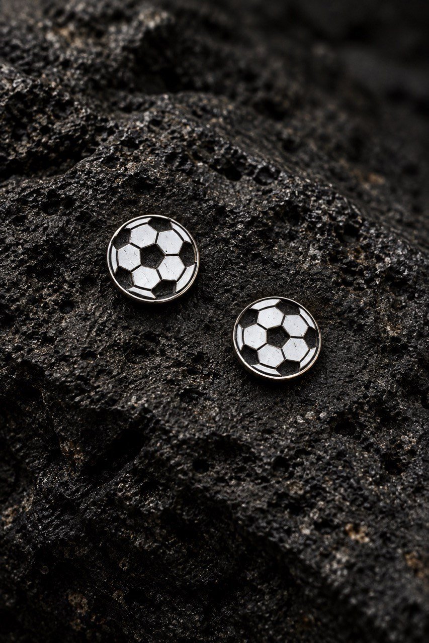 Futbol Topu Gümüş Küpe